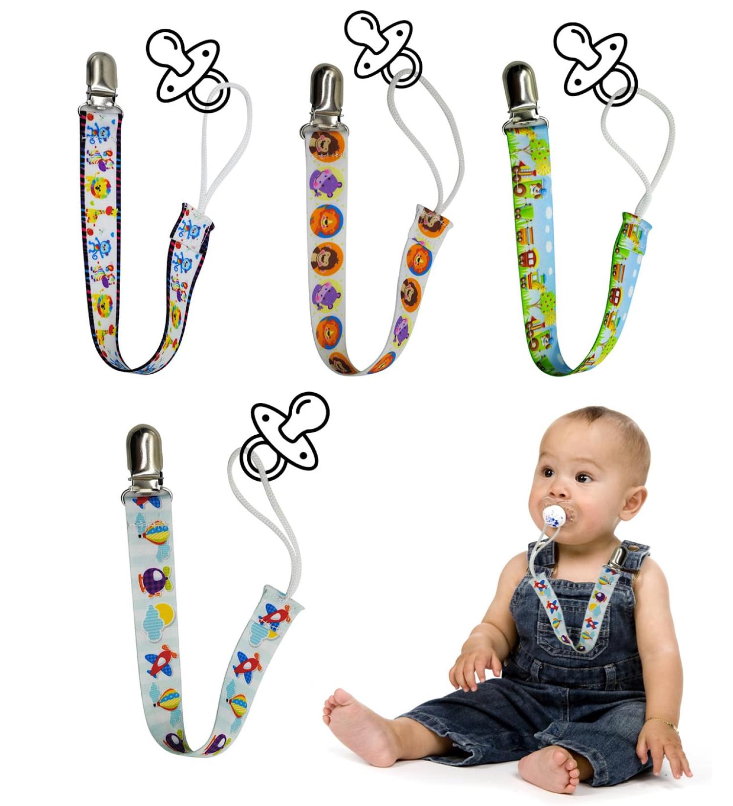 Kgduyc Baby Pacifier Chain Clips - 4 Pack Soother Chains to Prevent Dropping | International Shipping Available - Buy Online on GoSupps.com