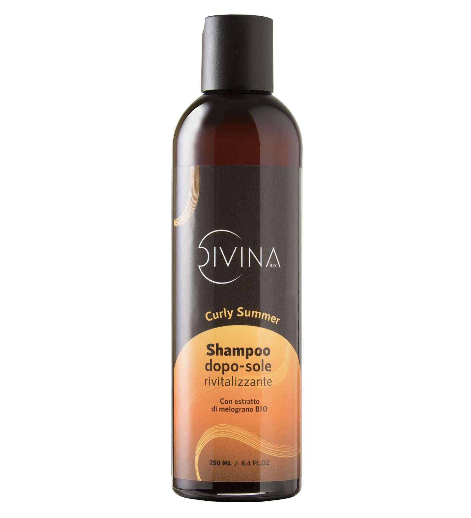 DIVINA BLK Curly Summer After Sun Conditioner Shampoo for Wavy, Curly, Super Curly, Afro Hair with Organic Pomegranate Extract (250ml)