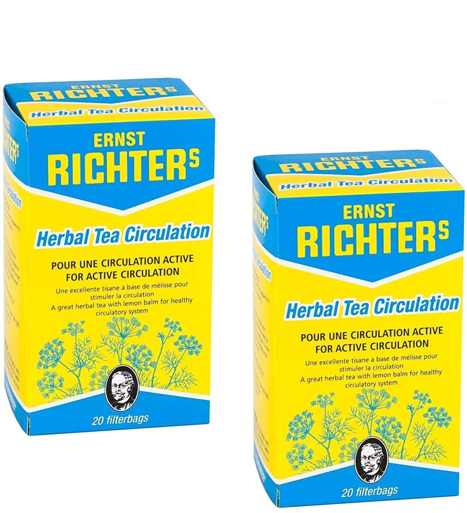  Richters Pack of 2 boxes of Ernst Richter Circulation Herbal Tea 100% natural herbal | For active circulation | 2 x 20 x 2g filter bags (Pack of 2) - Buy Online on GoSupps.com