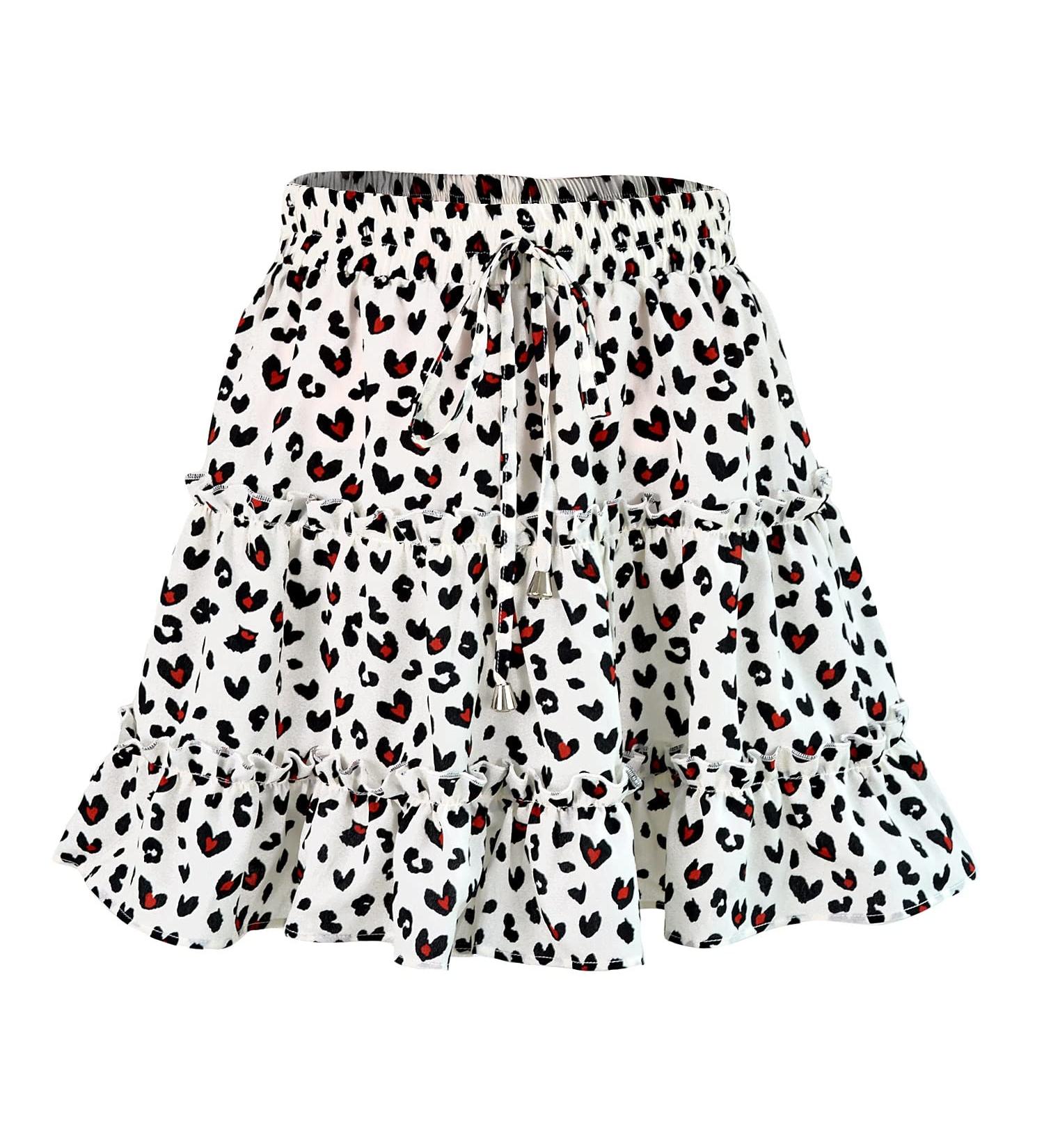 LAEMILIA Womens Elastic Waist Flared Floral Print Mini Skater Skirt - XXL White - Buy Online on GoSupps.com