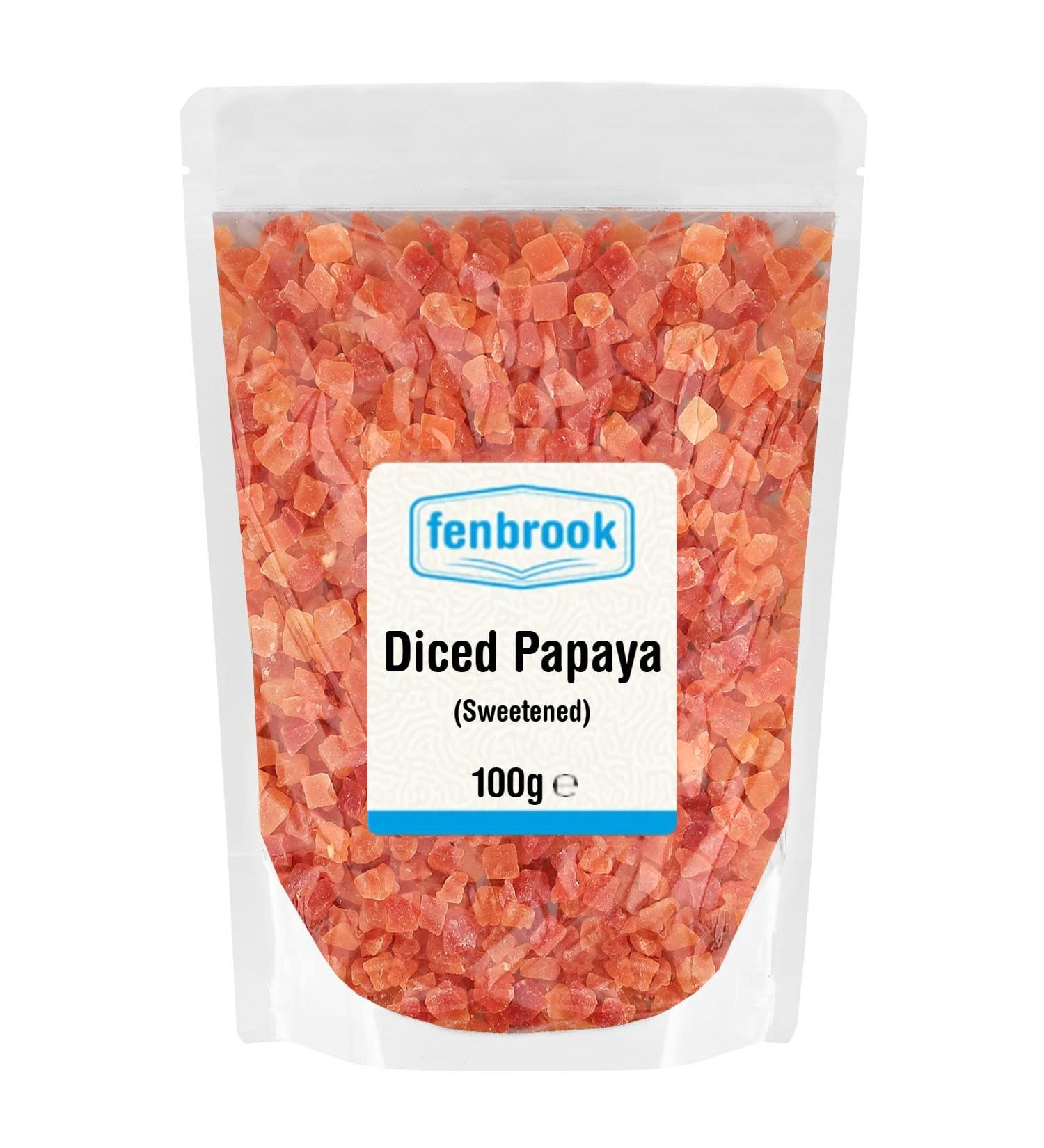 Diced Papaya Sweetened 100g by Fenbrook Organic - Buy Online on GoSupps.com