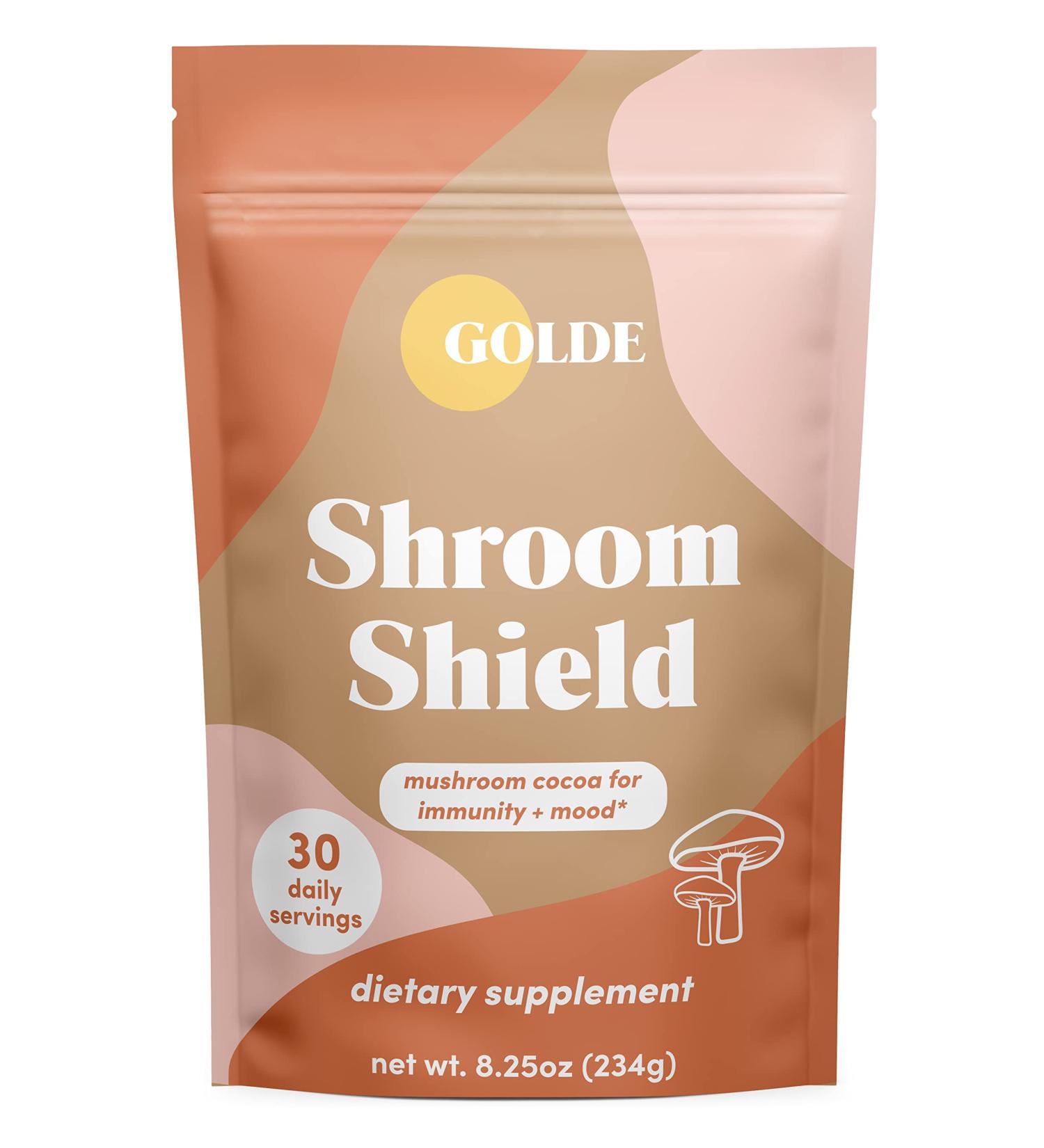 Golde Shroom Shield | Superfood with Turkey Tail & Reishi Mushroom Extract, Cacao, Coconut Milk | Immunity & Stress Defense | 30 Servings - Buy Online on GoSupps.com