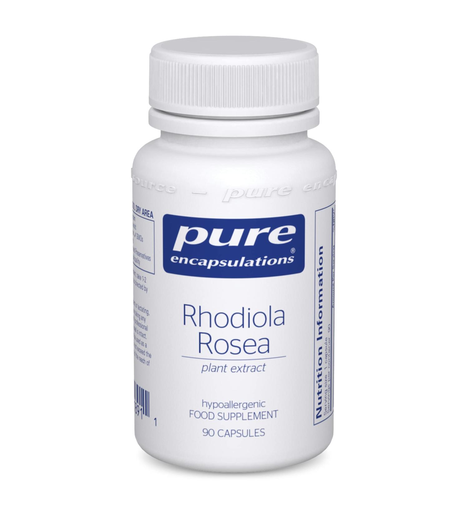 Pure Encapsulations Rhodiola Rosea 100mg Supplement - Stress Relief & Menopause Health - 90 Vegetarian Capsules - Buy Online on GoSupps.com
