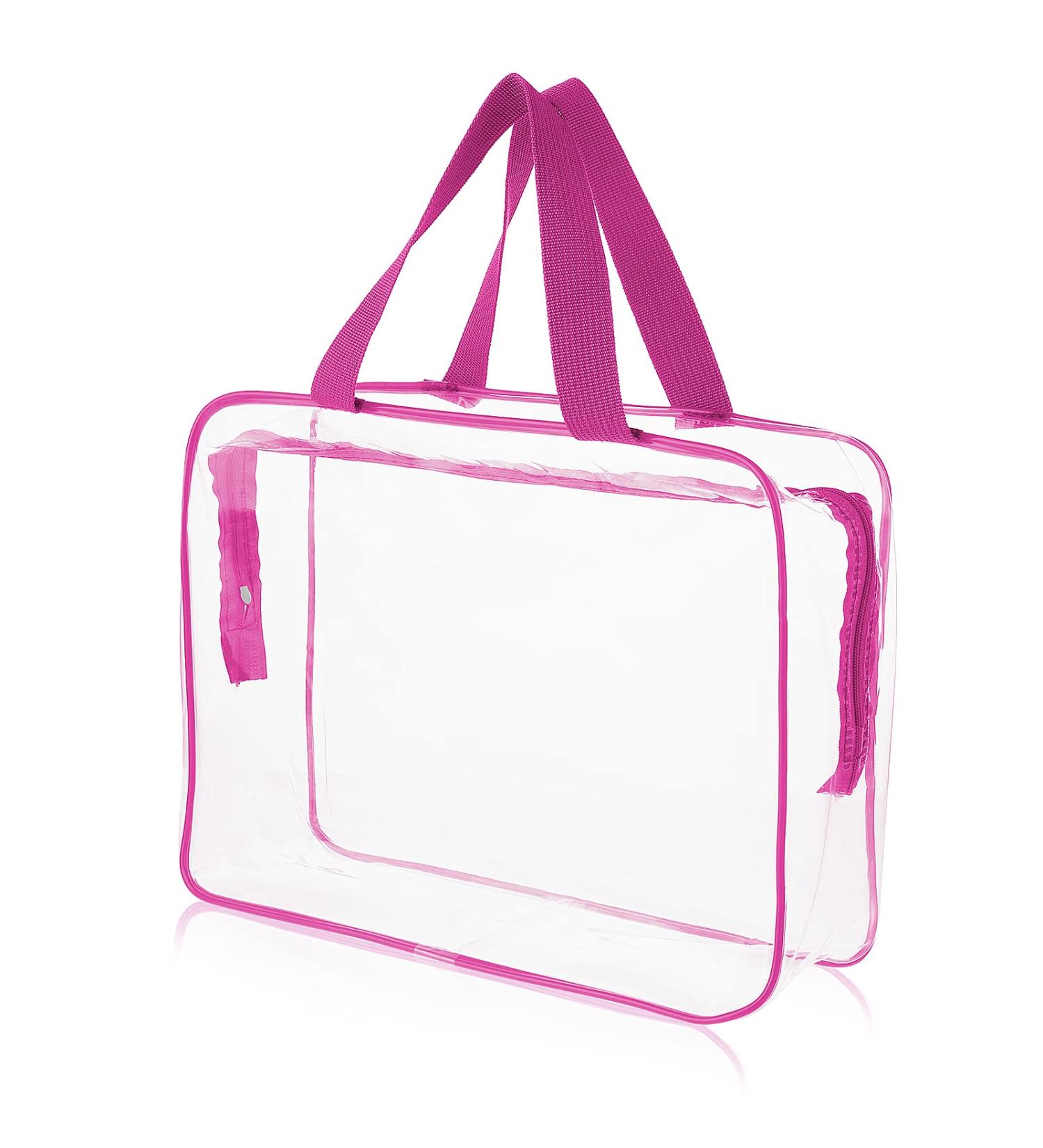 Sibba Clear Tote Bag - Large Transparent Waterproof Cosmetic Organizer Handbag in Fashionable Rose Red - Buy Online on GoSupps.com