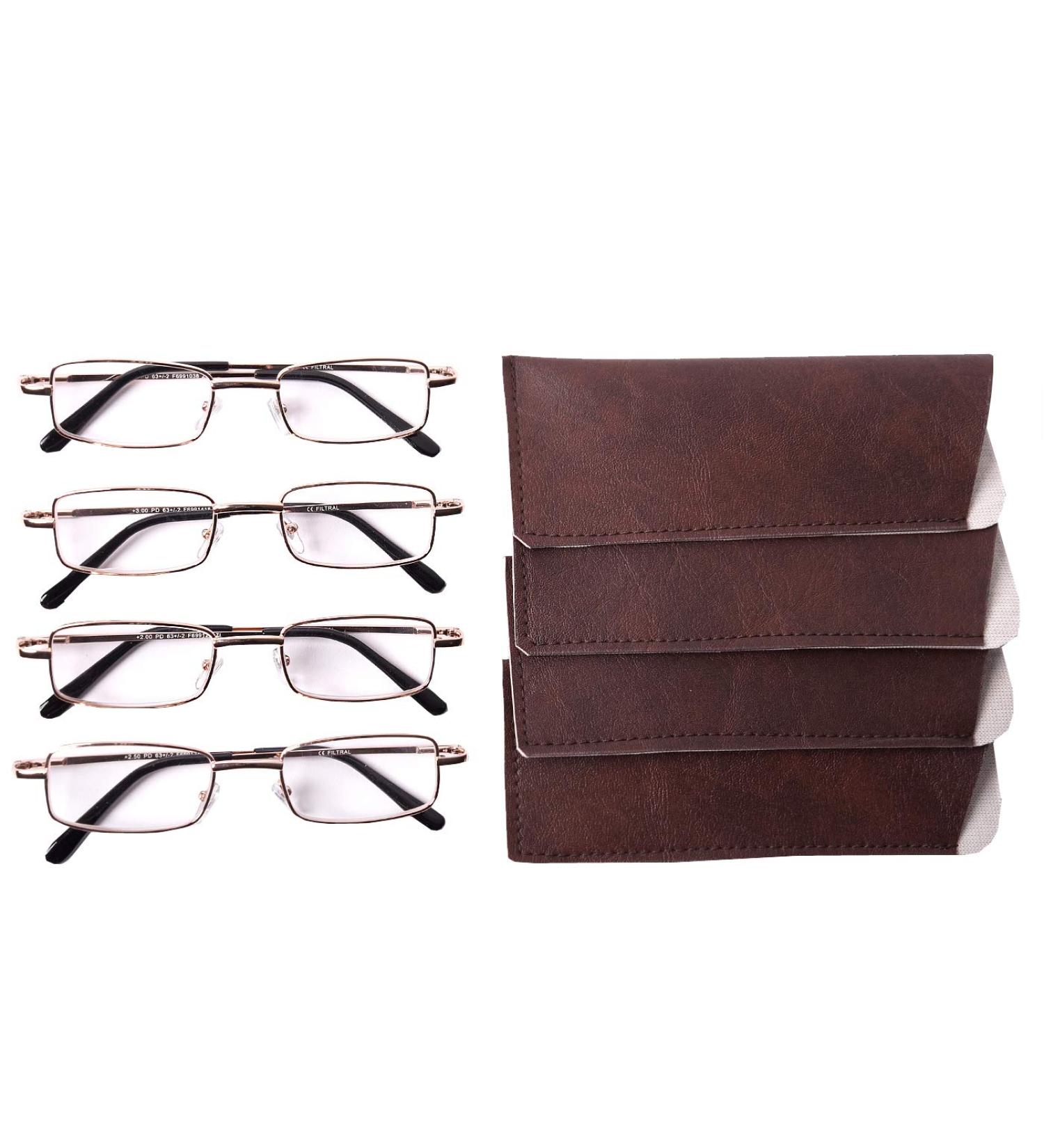 Filtral Reading Glasses Set 4-Pack | Dioptrin +1.0 to +3.5 | Stylish Metal Bronze | Perfect Visual Aid for Men - Buy Online on GoSupps.com