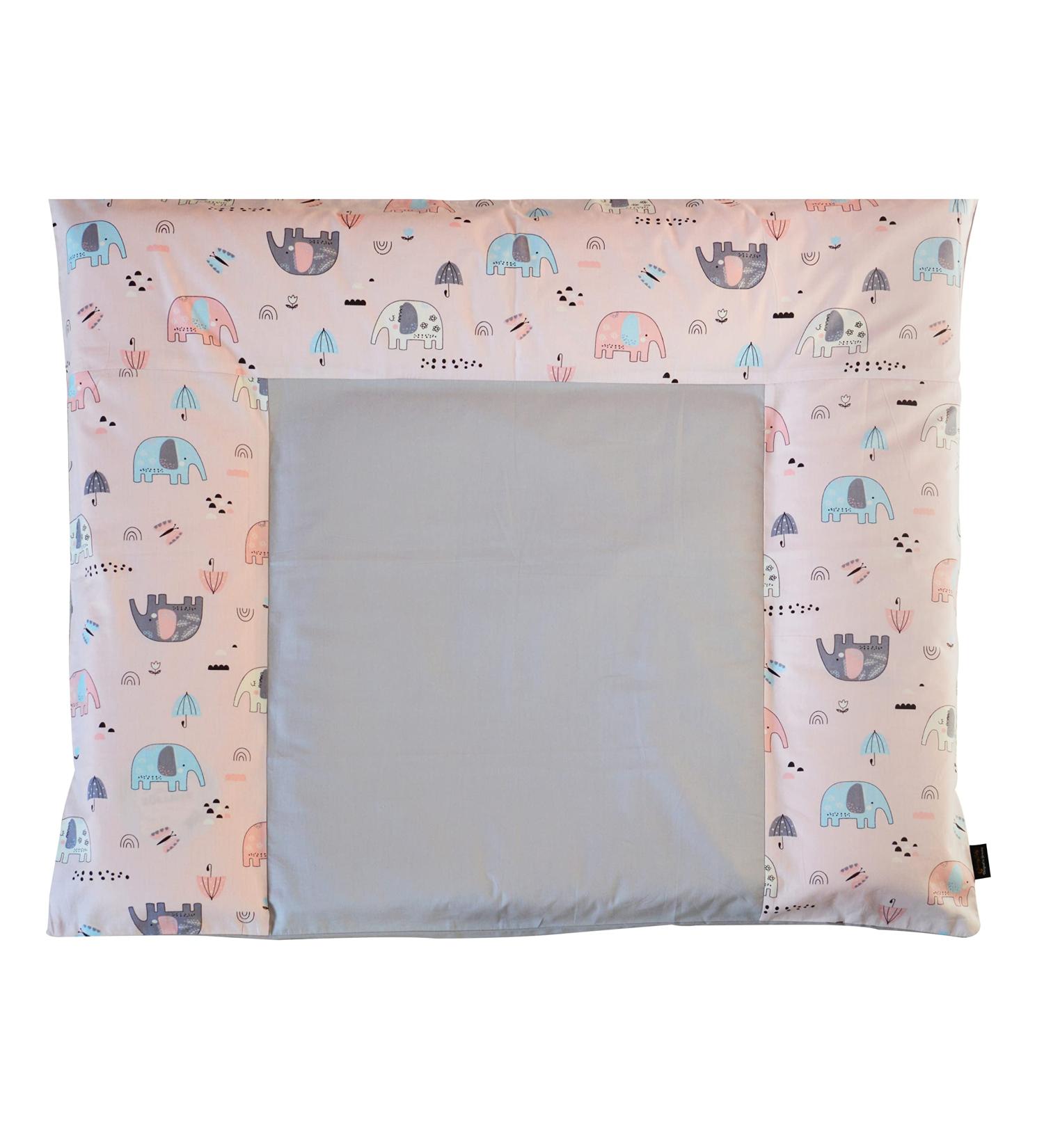 Elephant Pink Changing Mat Cover 75x85 cm - Removable 100% Cotton Baby Changing Pad Cover - Buy Online on GoSupps.com