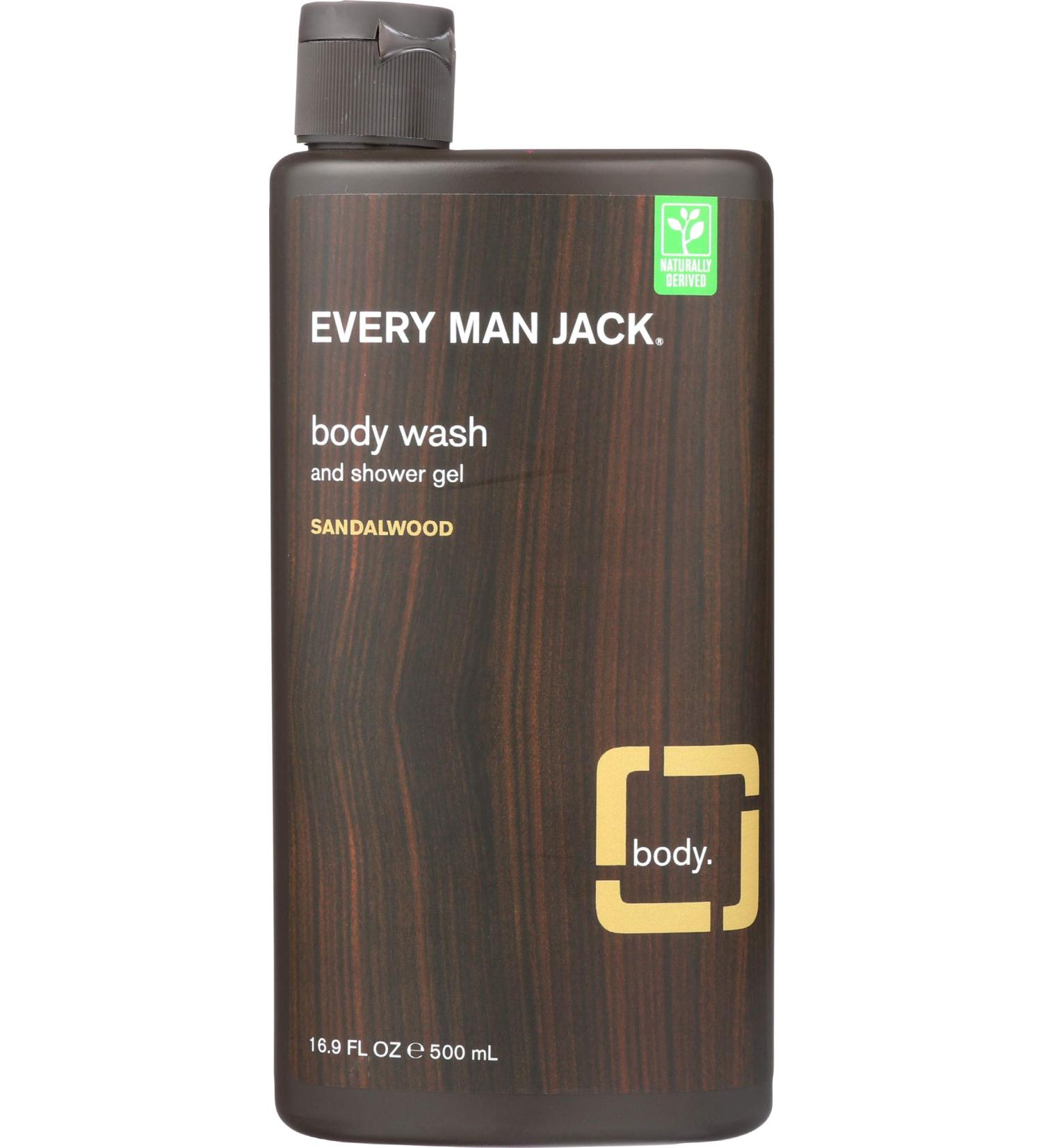 EVERY MAN JACK Sandalwood Body Wash 16.9 FZ - Invigorating Cleanser for Men - Buy Online on GoSupps.com