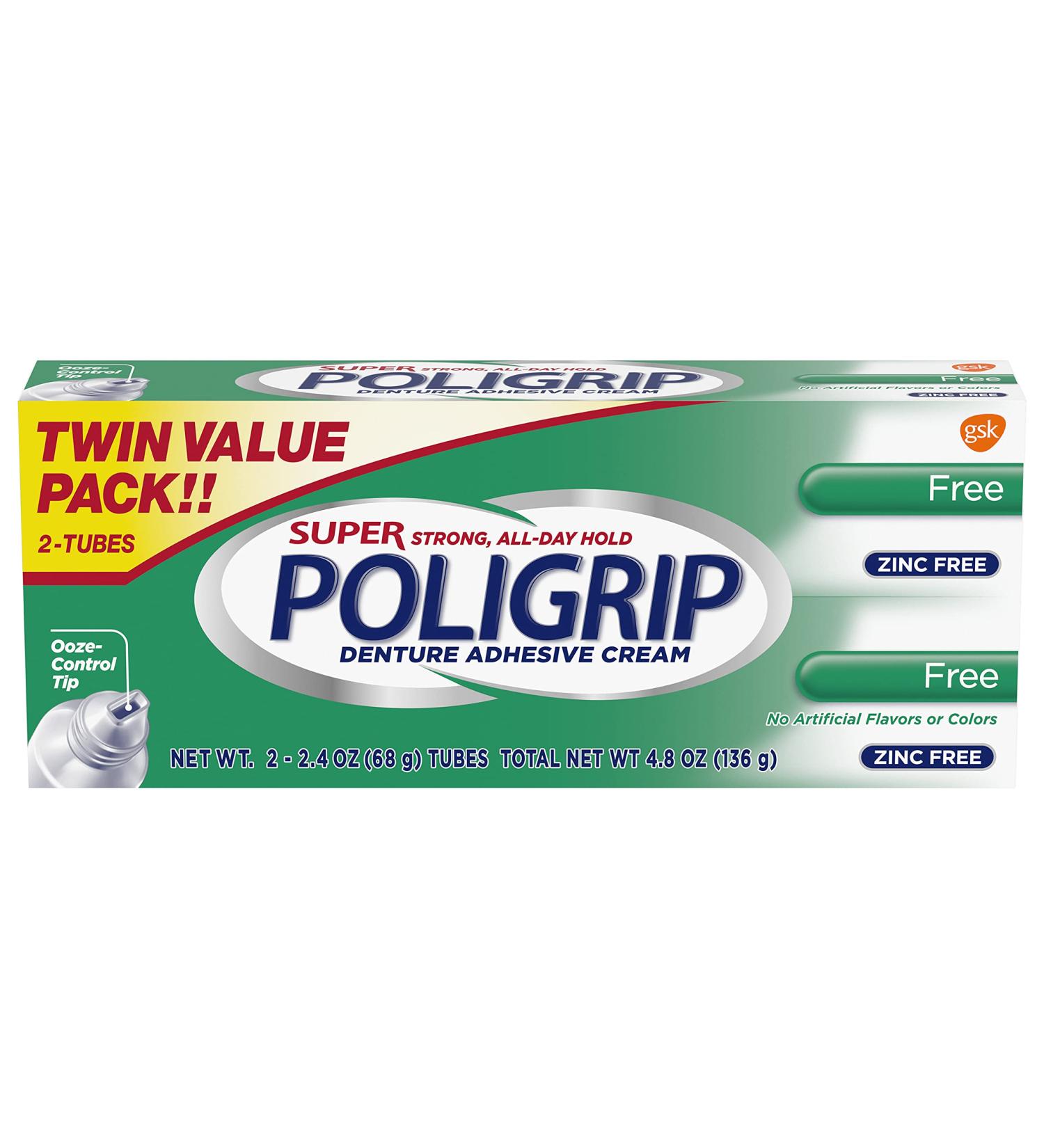 Super Poligrip Denture Adhesive Cream - 2x2.4 oz Limited Edition - Buy Online on GoSupps.com
