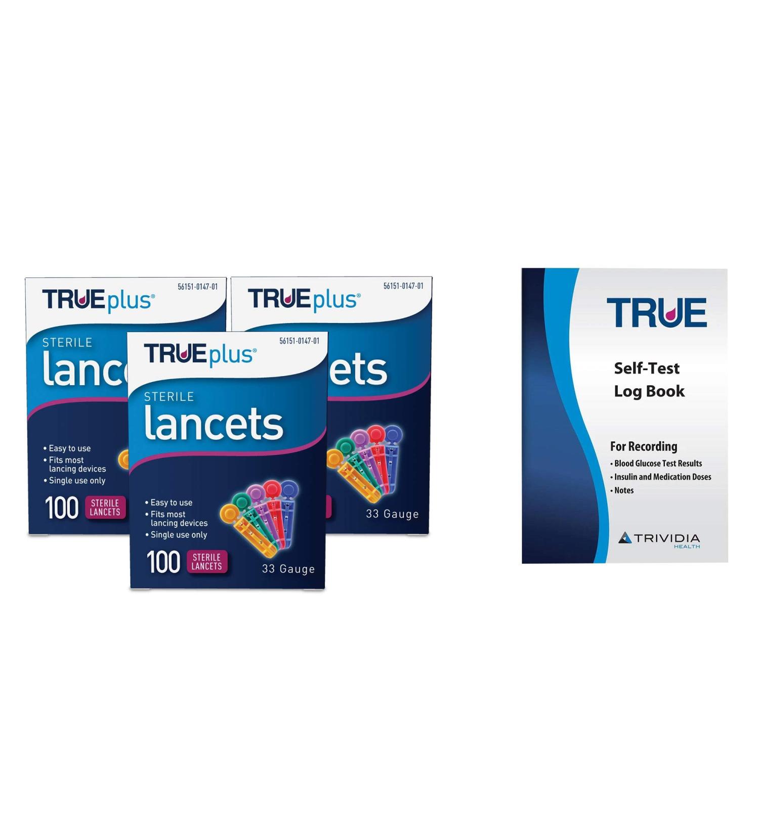 TRUEplus Lancets 33g x 100ct Bundle with Log Book - Buy Online on GoSupps.com