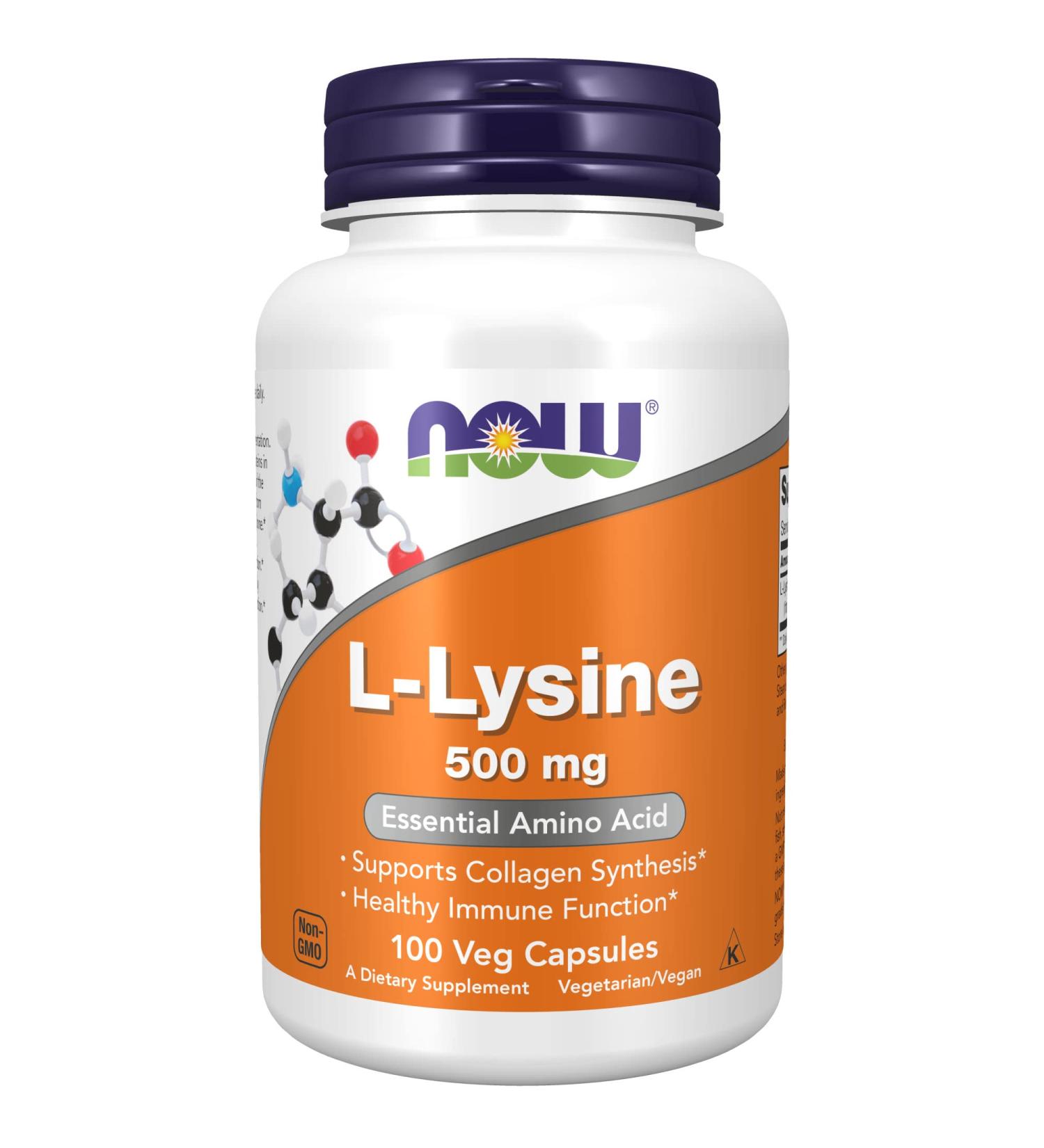 NOW Supplements L-Lysine 500mg - 100 Veg Capsules | Amino Acid for Immune Support - Buy Online on GoSupps.com