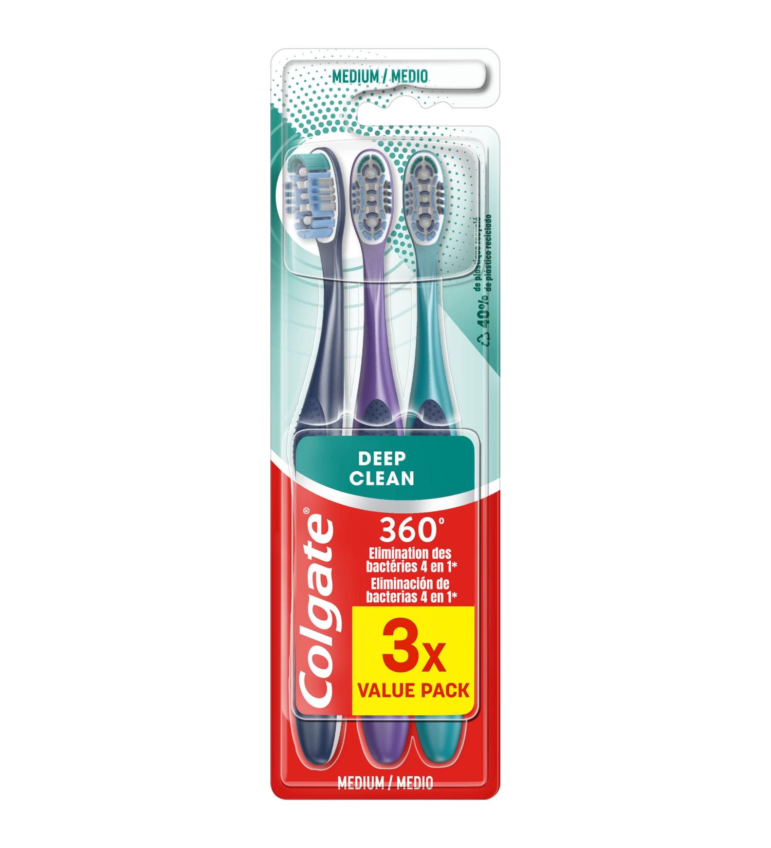 Buy COLGATE 360 Deep Clean Medium Toothbrush - Removes Bacteria & Cleans Between Teeth - International Shipping Available - Buy Online on GoSupps.com