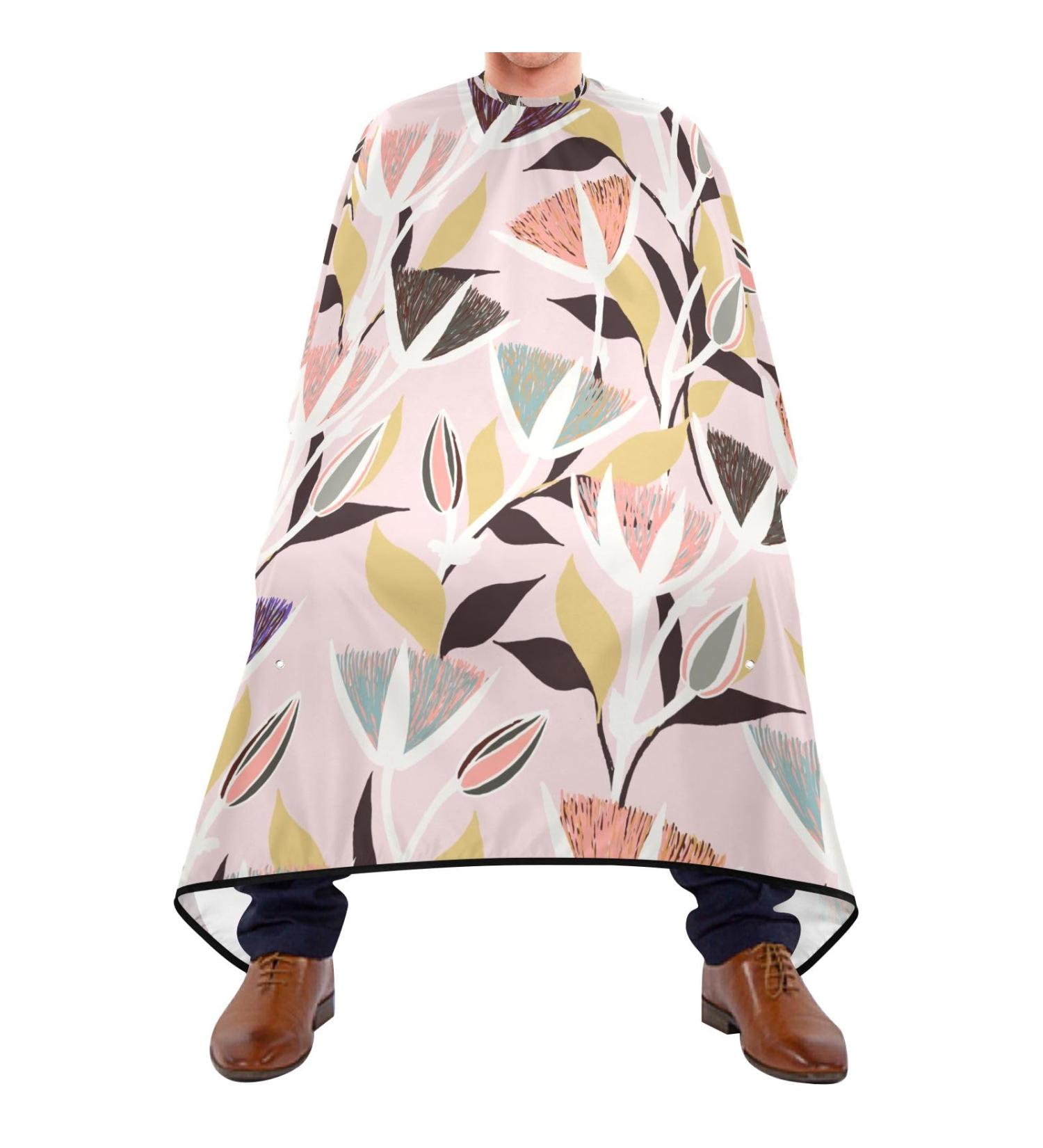Waterproof Barber Cape - Pink Leaf & Cheetah Print Hair Cutting Bib for Men & Women | Durable Haircut Cape for Stylish Grooming - Buy Online on GoSupps.com