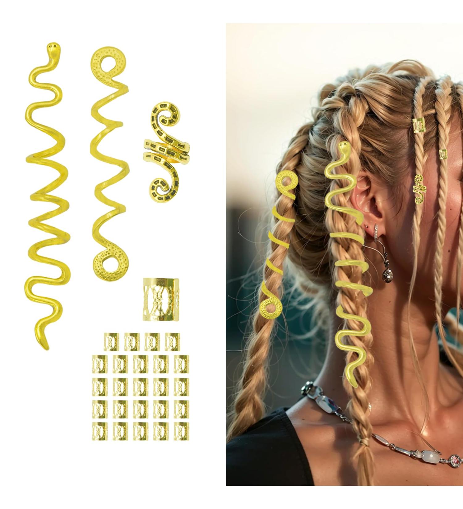 Surplex Dreadlocks Jewellery Hair Spiral Clips Spiral Hair Clip Braids Jewellery Adjustable Metal Cuffs Hair Braiding Bead Hair Rings Aluminium Dreadlocks Accessories for Women Men Braids Decoration - Buy Online on GoSupps.com