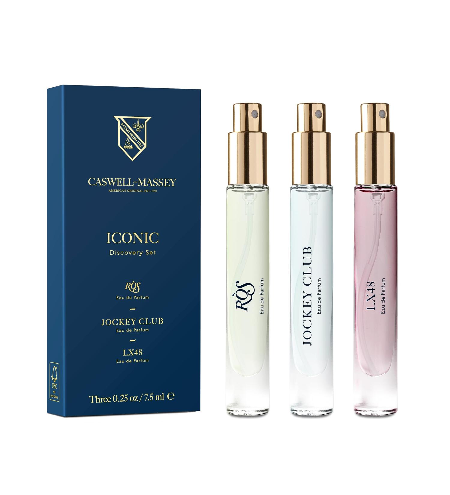 Caswell-Massey Iconic Eau de Parfum Discovery Set Includes R S Jockey Club & LX48 Indulge in Enduring Modern Scents Long-Lasting Men s Fragrances Travel Size Set Perfume for Men 0.25 Fl Oz Each Iconic Trio 0.75 Fl Oz (Pack of 1) - Buy Online on GoSupps.com