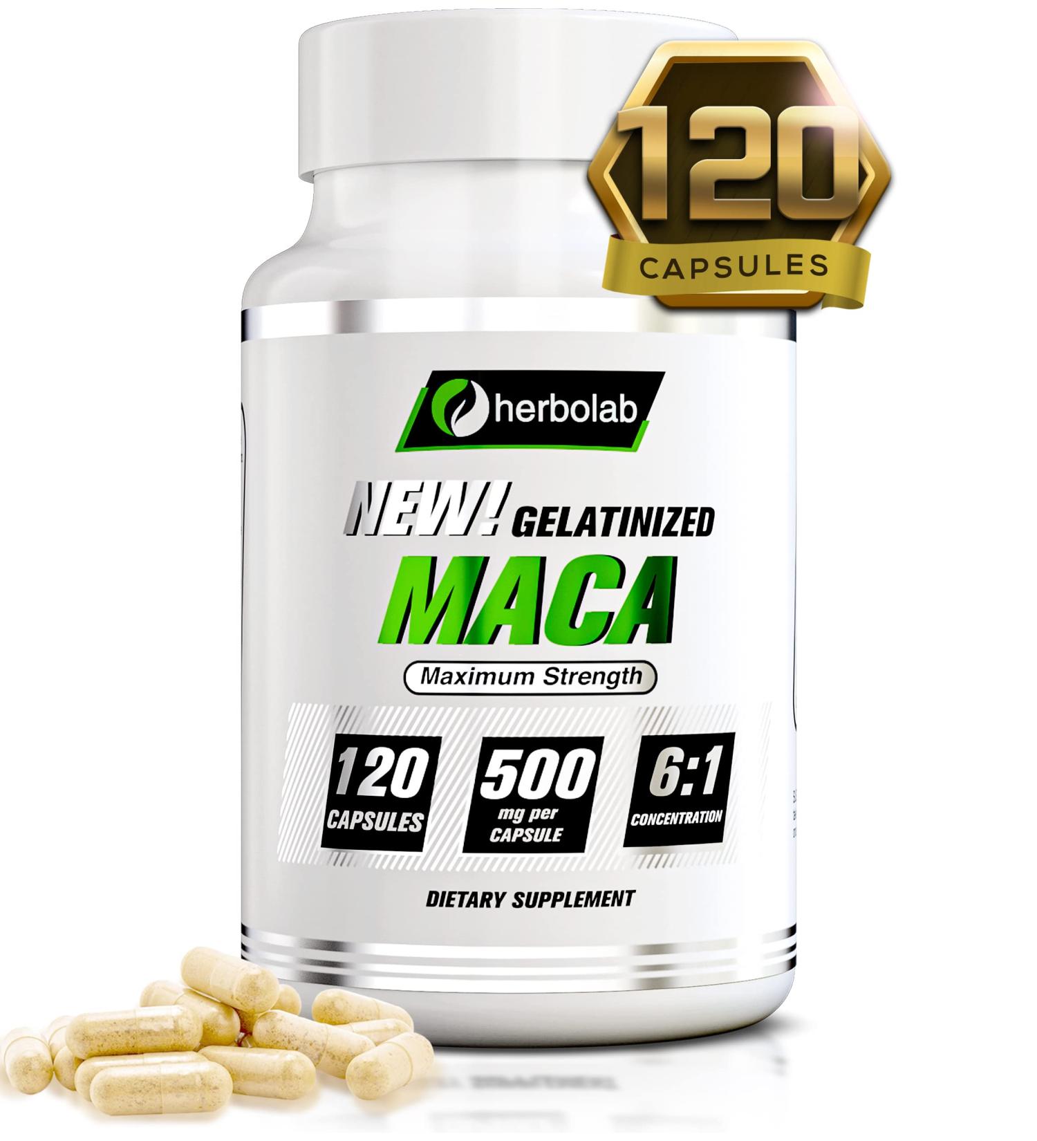 Organic Black Maca Root Capsules 6:1 Concentrate | Vegan Gelatinized Powder 120x500mg | Energizing Peruvian Ginseng Supplement - Buy Online on GoSupps.com