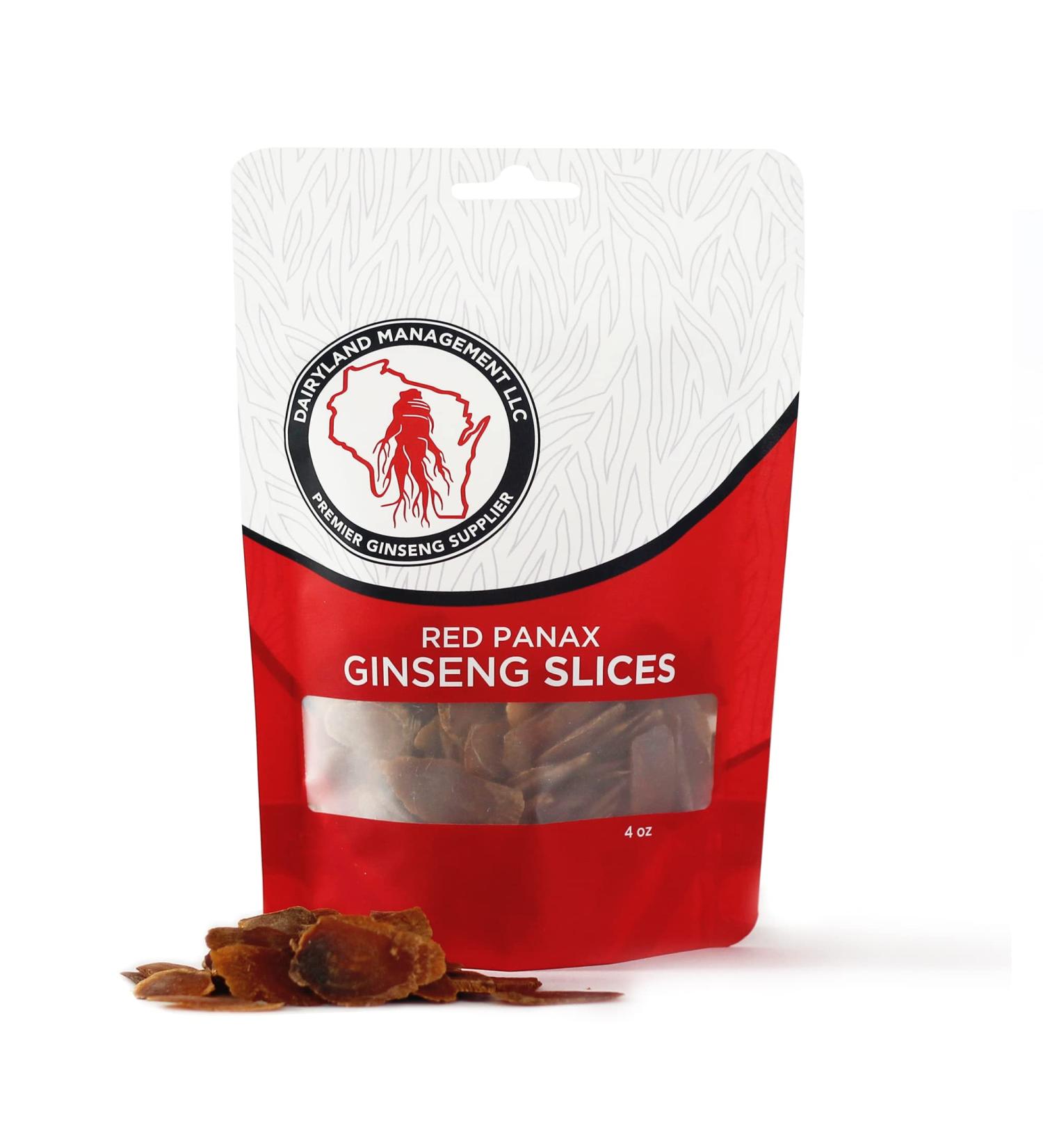 Dairyland Management LLC Red Panax Ginseng Slices - 4 oz Pack Korean Panax Ginseng Slices - Non-GMO Gluten Free Red Ginseng Root Slices - Use This Herbal Supplement in Soup Tea Congee - Buy Online on GoSupps.com