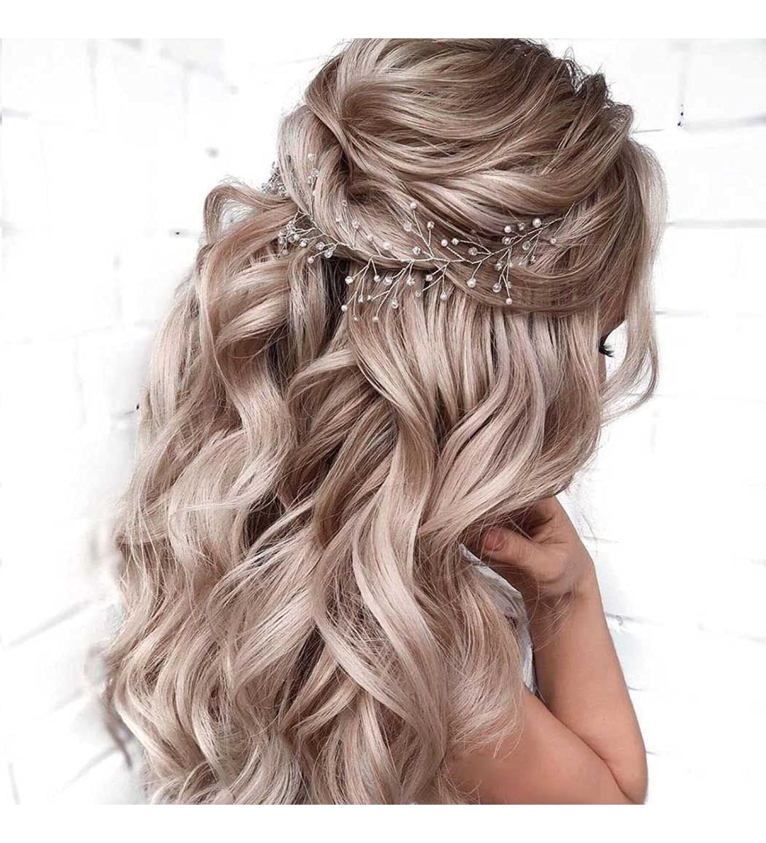 GENBREE Rhinestone Wedding Hair Vine Bridal Headband - Silver Bride Hair Accessories (19.7in) - Buy Online on GoSupps.com