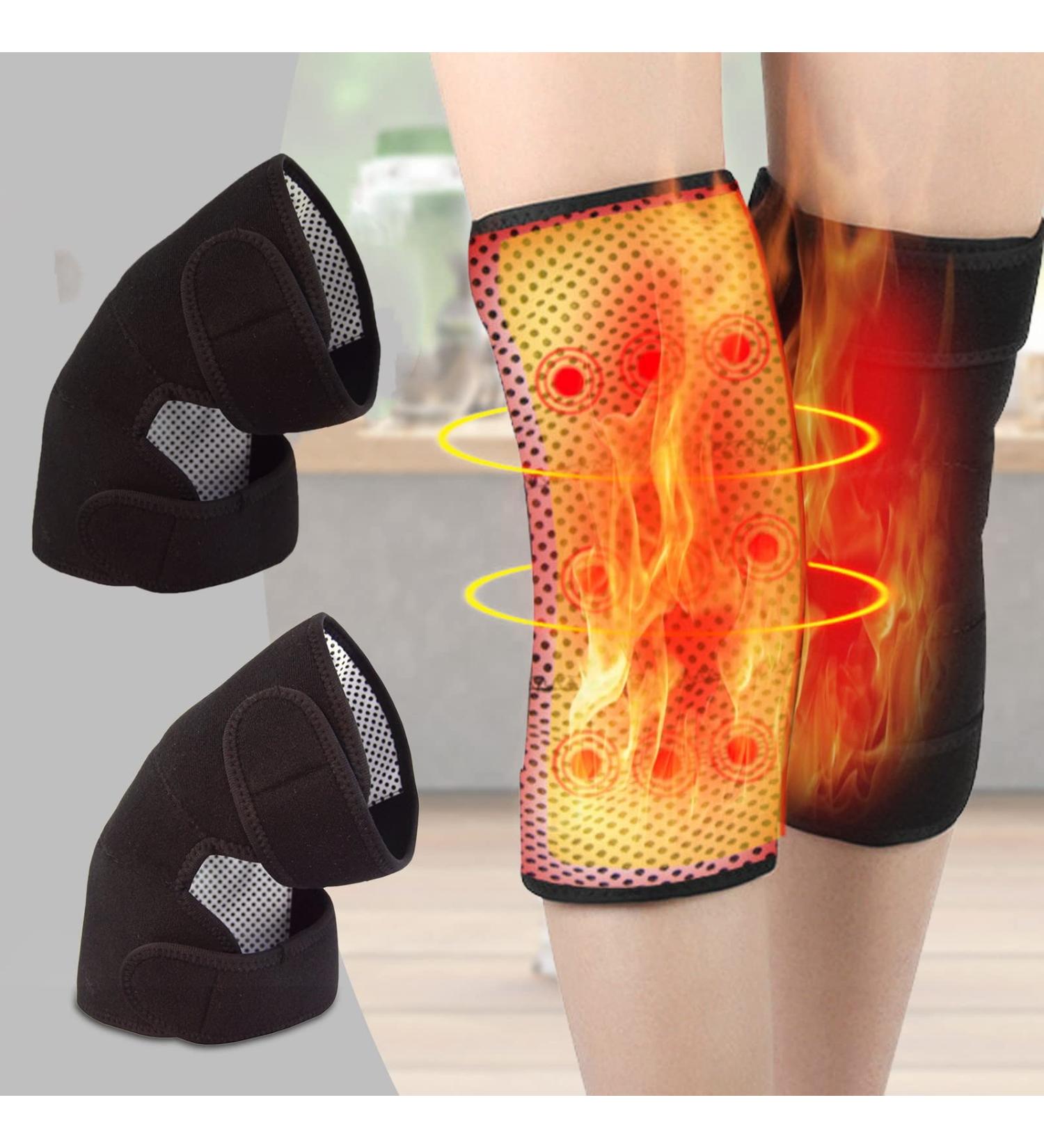 Haozzaw Self Heating Knee Pad 2 Pcs - Magnetic Heat Knee Brace for Pain Relief | Arthritis Meniscus Support for Joint Pain - Black - Buy Online on GoSupps.com