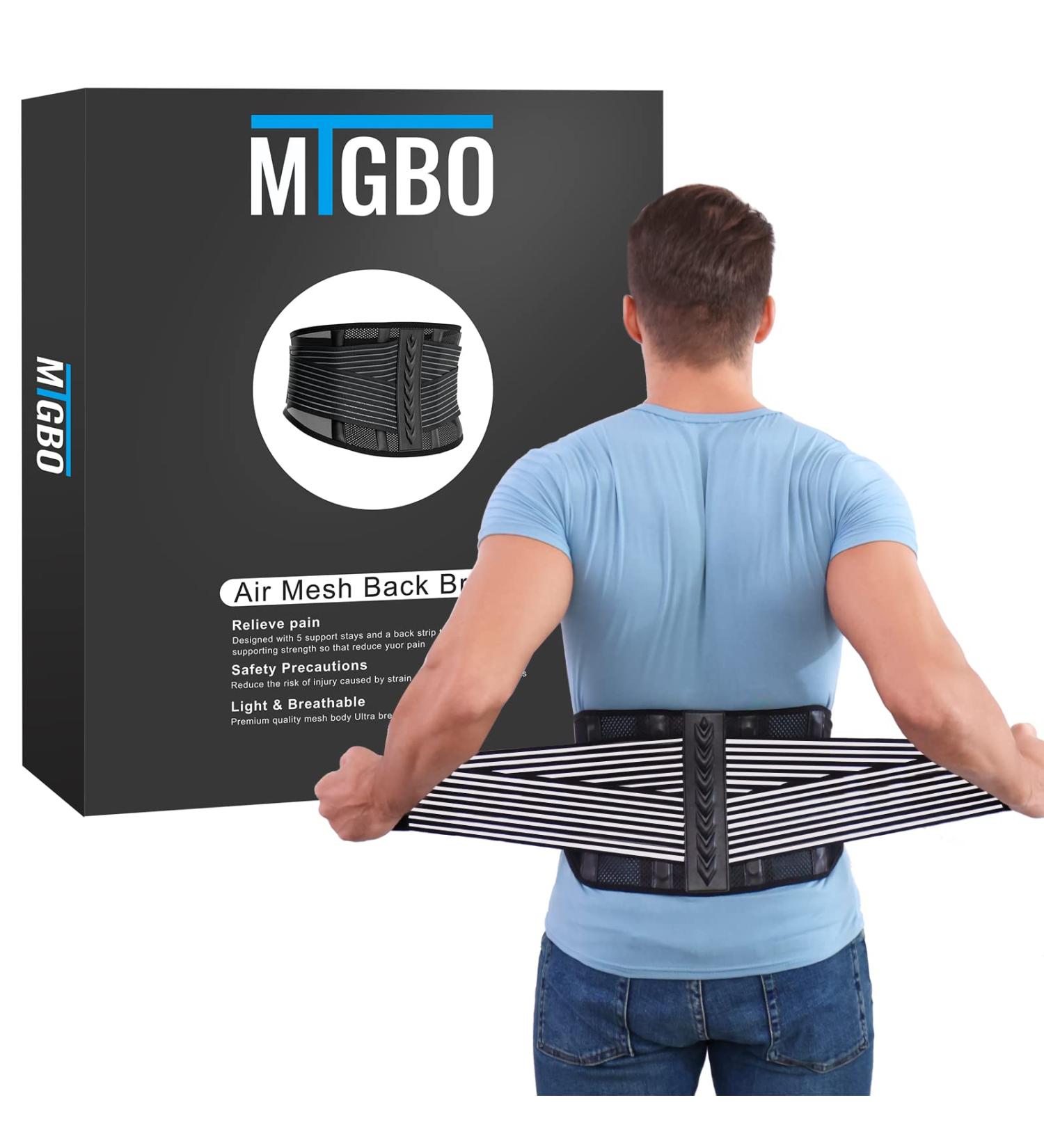 MTGBO Back Brace for Men XL - Lower Back Support Belt with Steel Stays for Pain Relief - Ideal for Sedentary Lifestyle, Sciatica, Work, Posture, Lifting - Buy Online on GoSupps.com