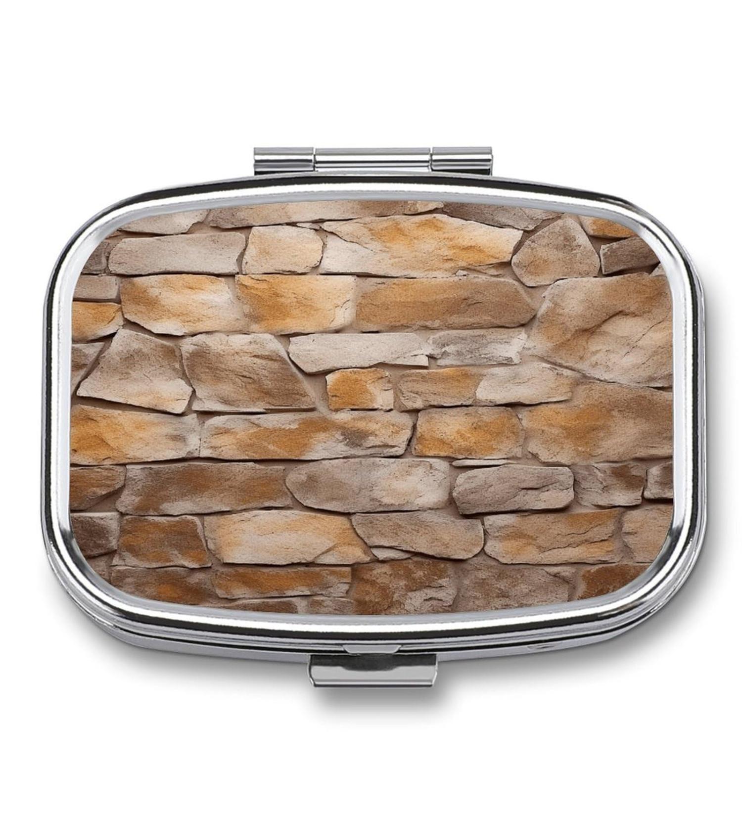 Stylish Pill Box Wall Texture | 2 Compartment Medicine Organizer | Portable Decorative Metal Pill Case for Pocket & Purse - International Shipping - Buy Online on GoSupps.com