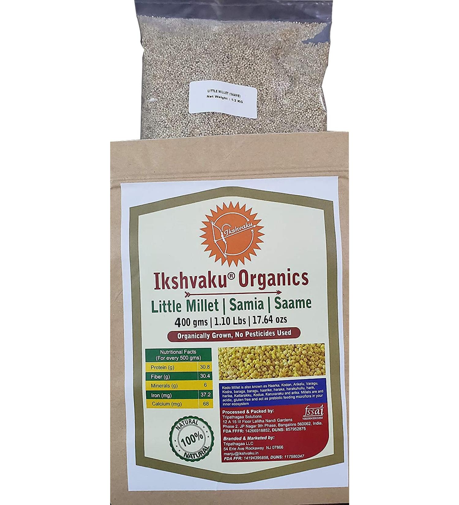 Ikshvaku Organics Little Millet - 100% Natural Indian Farm Product from Karnataka | ONE Pack - Buy Online on GoSupps.com