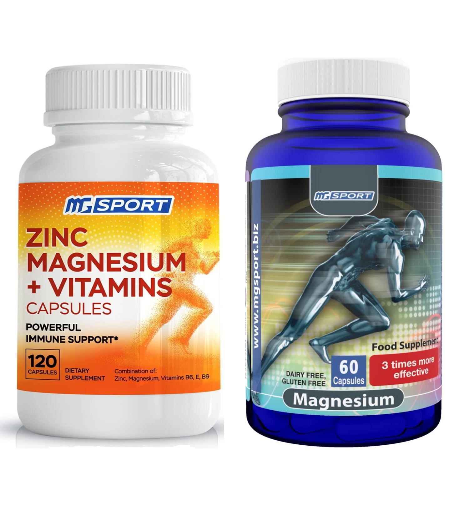 Zinc and Magnesium Bundle (60 Count) for Immune Support and Muscle Relief - Includes Vitamin B6, D, and E - Buy Online on GoSupps.com