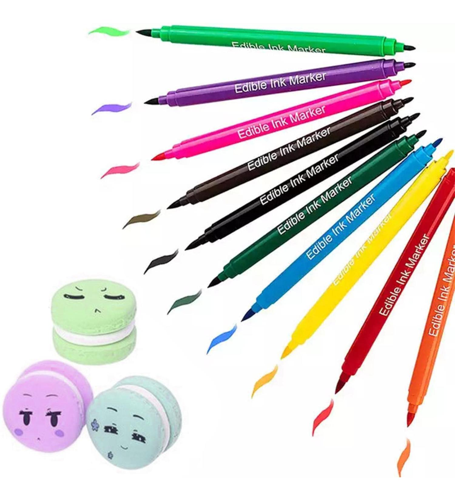 Edible Markers | 10 Colors Edible Ink Pens Double Head Available Edible Markers for Cookie Decorating Baking Decorating Maijia - Buy Online on GoSupps.com