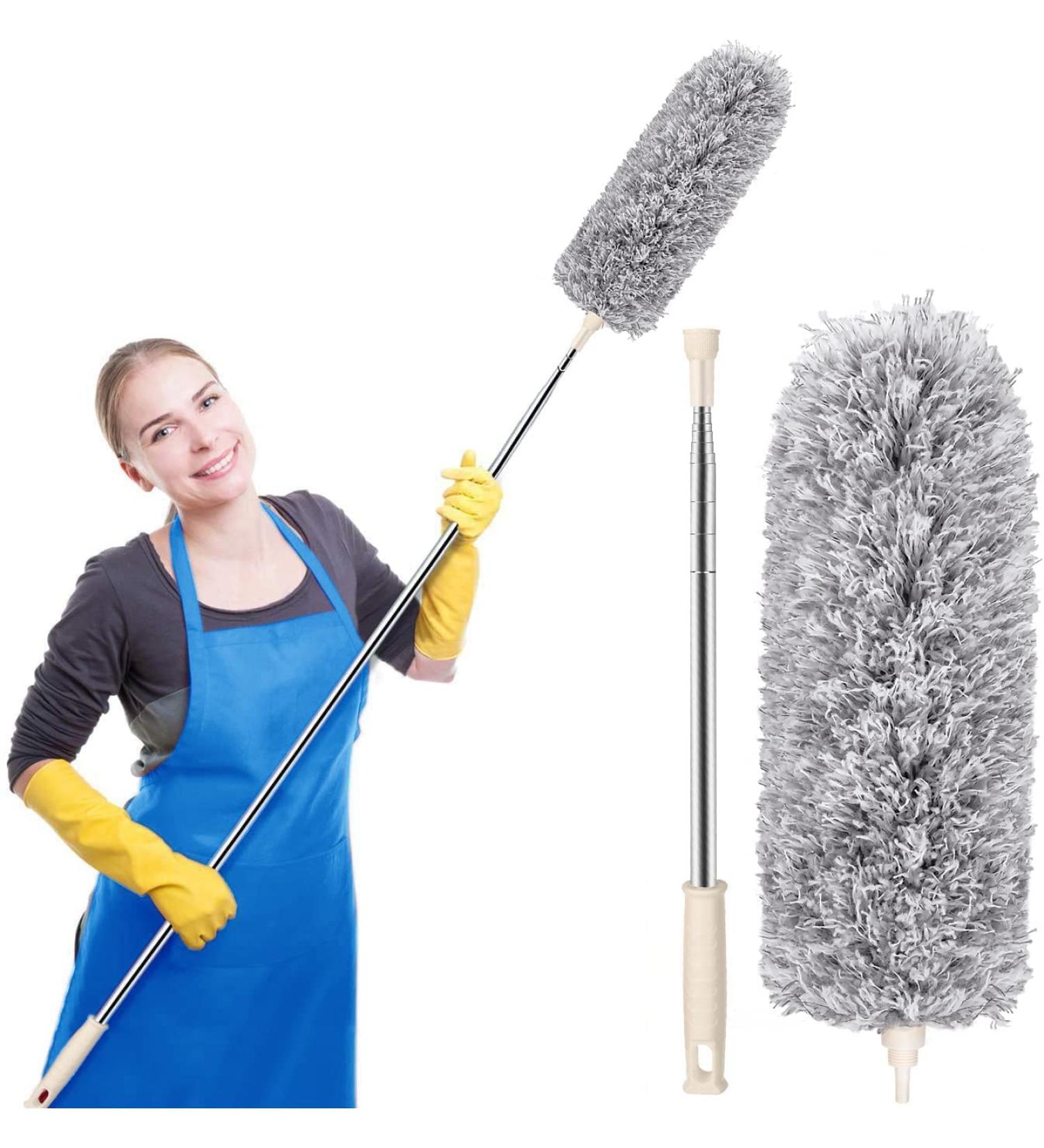 FUUNSOO Microfiber Duster with Extension Pole - 30-100 Inches | Bendable Head, Extendable for Cleaning High Ceilings, Fans, Furniture, Cobwebs | Interior Roof Cleaner - Buy Online on GoSupps.com
