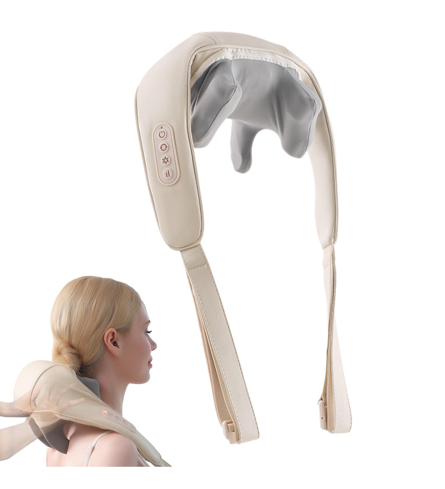 Neck & Shoulder Shiatsu Massage Device with Heat - Electric Silicone Massage for Back Legs & Feet - Versatile & Comfortable Off-White Design - Buy Online on GoSupps.com