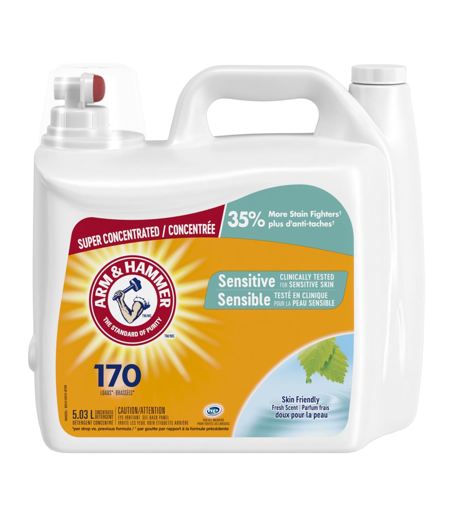Arm & Hammer Liquid Laundry Detergent for Sensitive Skin Super Concentrated Skin Friendly Fresh Scent 170 Loads 5.03-L - Buy Online on GoSupps.com
