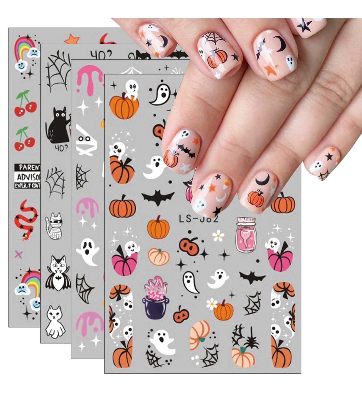 Halloween Nail 14 Sheets Pumpkin Autumn Halloween Nail Art Stickers Decals Self Adhesive Ghost Pumpkin Skull Designs Nail Decorations Halloween Supplies for Women Girls & Kids - Buy Online on GoSupps.com