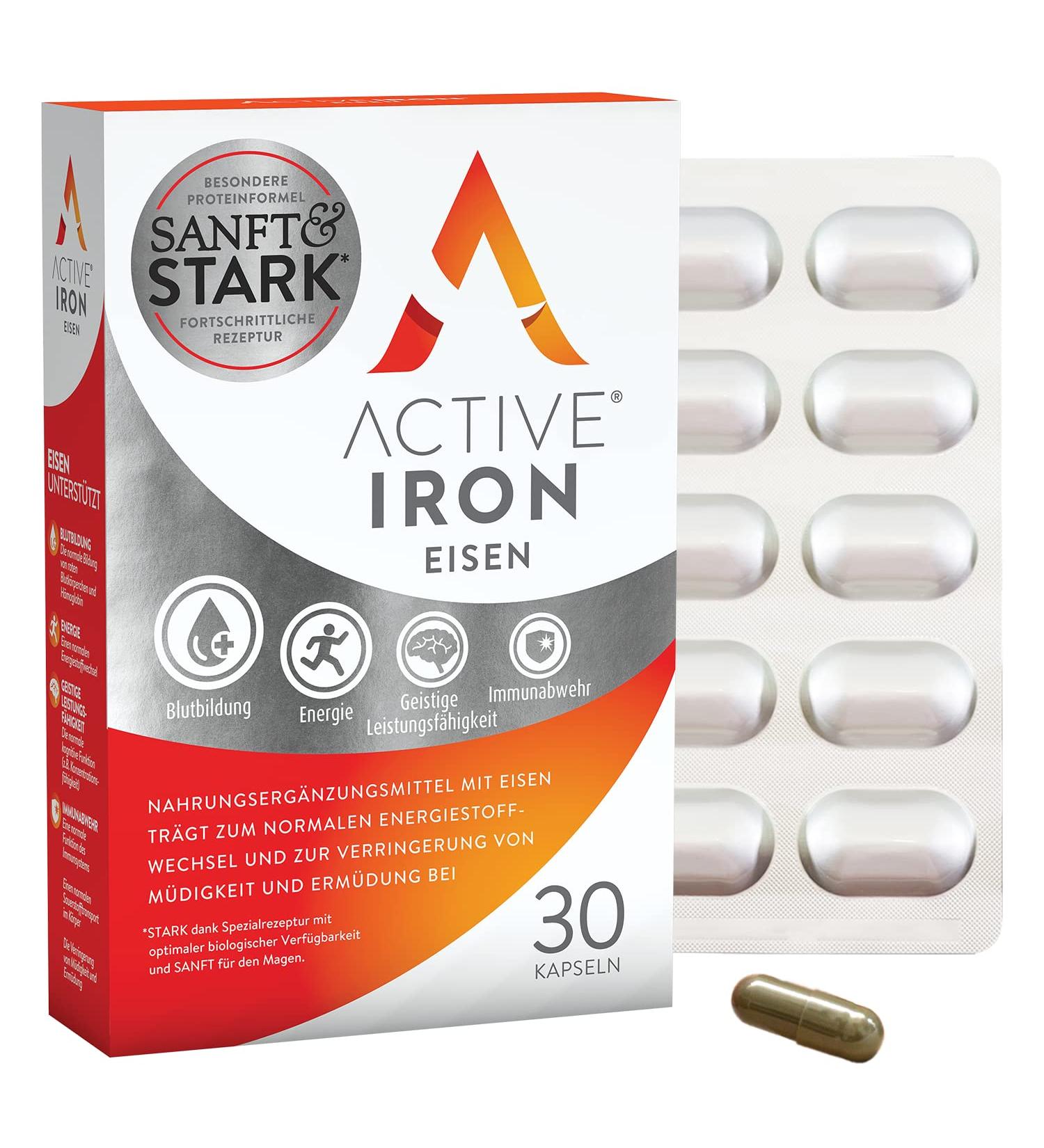 Active Iron - Non-Constipating Iron Tablets | Immune Support & Clinically Proven Absorption | 30 Capsule Pack - Shop Internationally - Buy Online on GoSupps.com