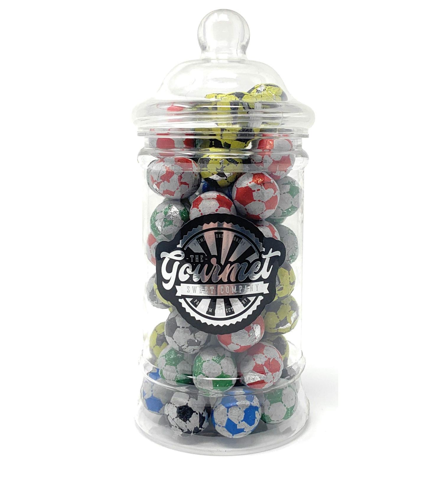 Chocolate Footballs Victorian Gift Jar by The Gourmet Sweet Company