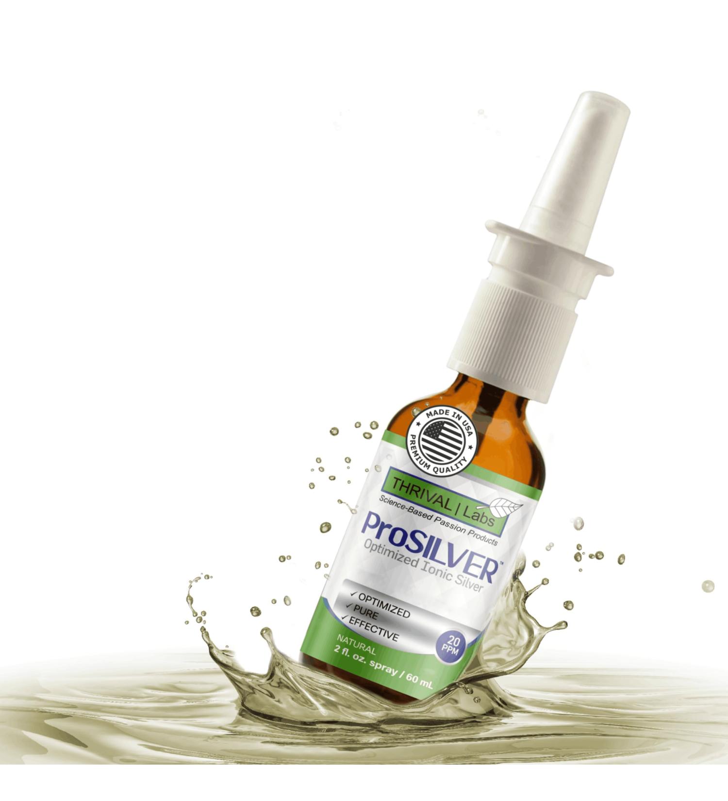 Thrival Labs ProSILVER Ionic Colloidal Silver 20 PPM Bio-Active Silver Liquid High Absorption Dark Glass Bottle 2 oz