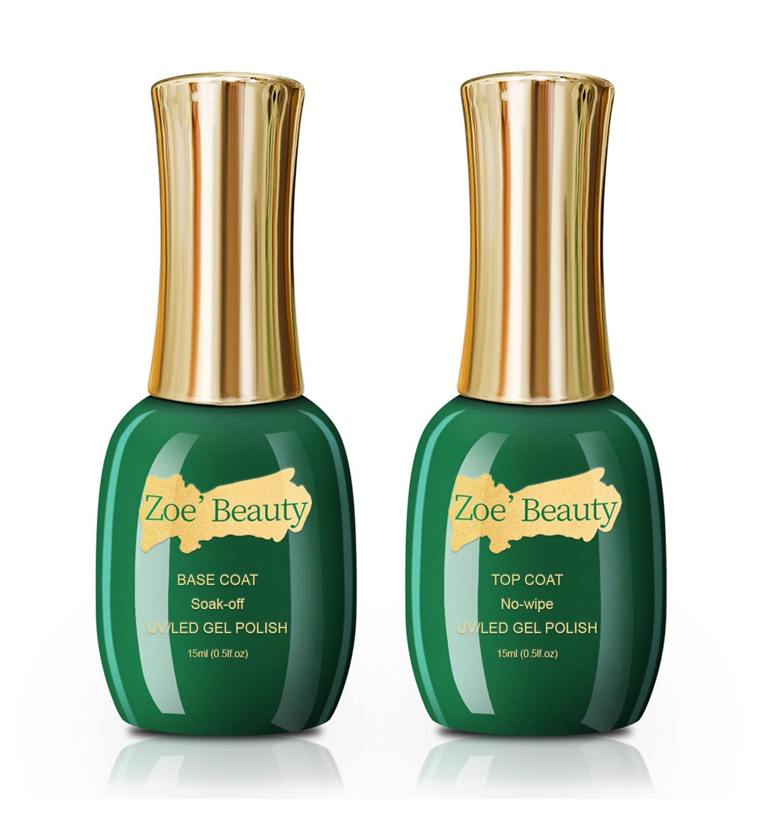Zoe'Beauty 2Pcs Gel Base & Top Coat Set - Glossy Shiny Long Lasting No Wipe Gel Top for Gel Nail Polish & Acrylic Nails - UV LED Cured - Home DIY & Salon Use - Buy Online on GoSupps.com