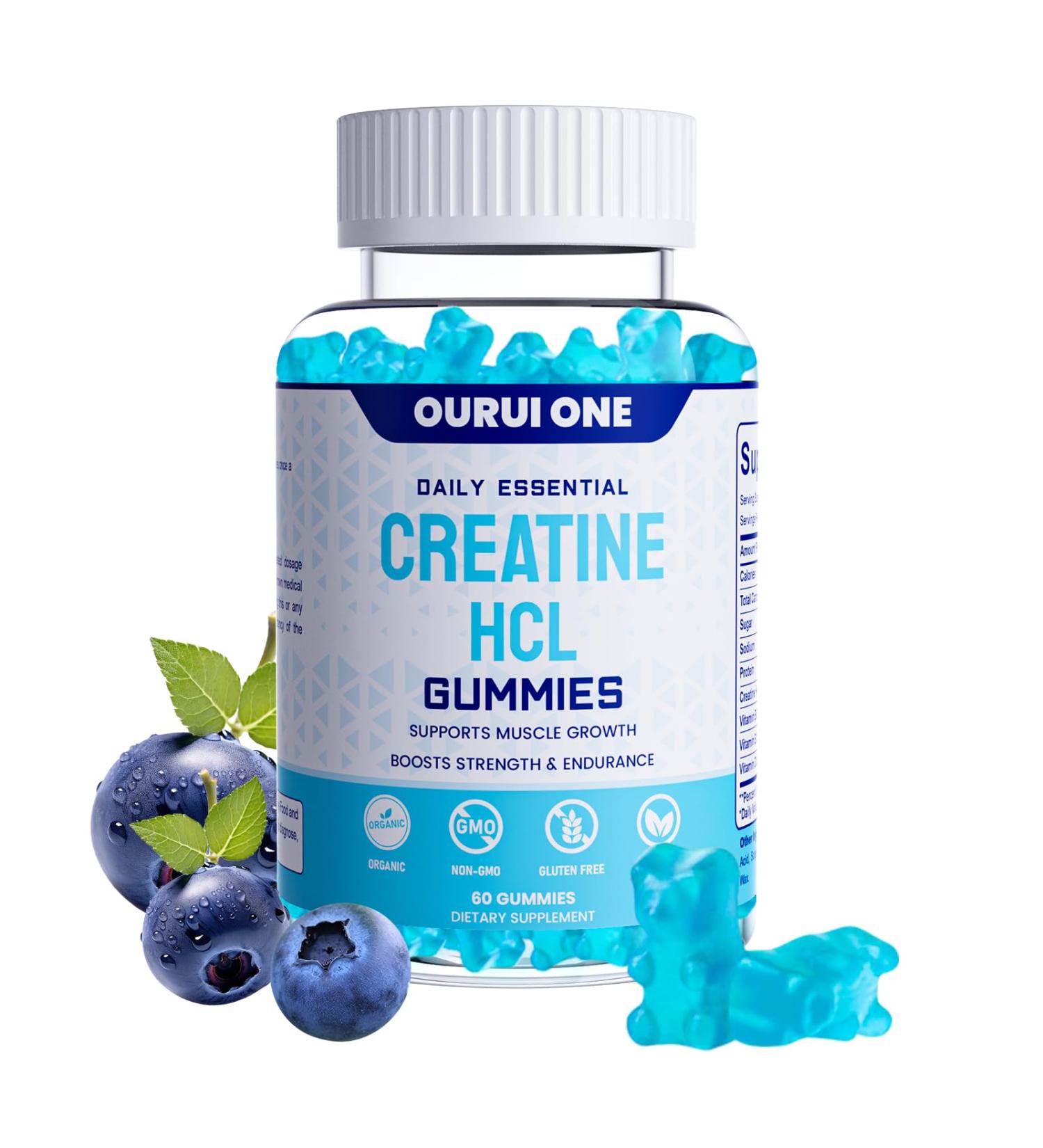 Creatine HCL Gummies 2000mg Fast Absorbing Creatine HCL for Strength & Recovery Easy-to-Take, Great-Tasting Creatine Gummies for Athletes & Fitness Enthusiasts ,More Gentle on Stomach Blueberry 60 Count (Pack of 1) - Buy Online on GoSupps.com