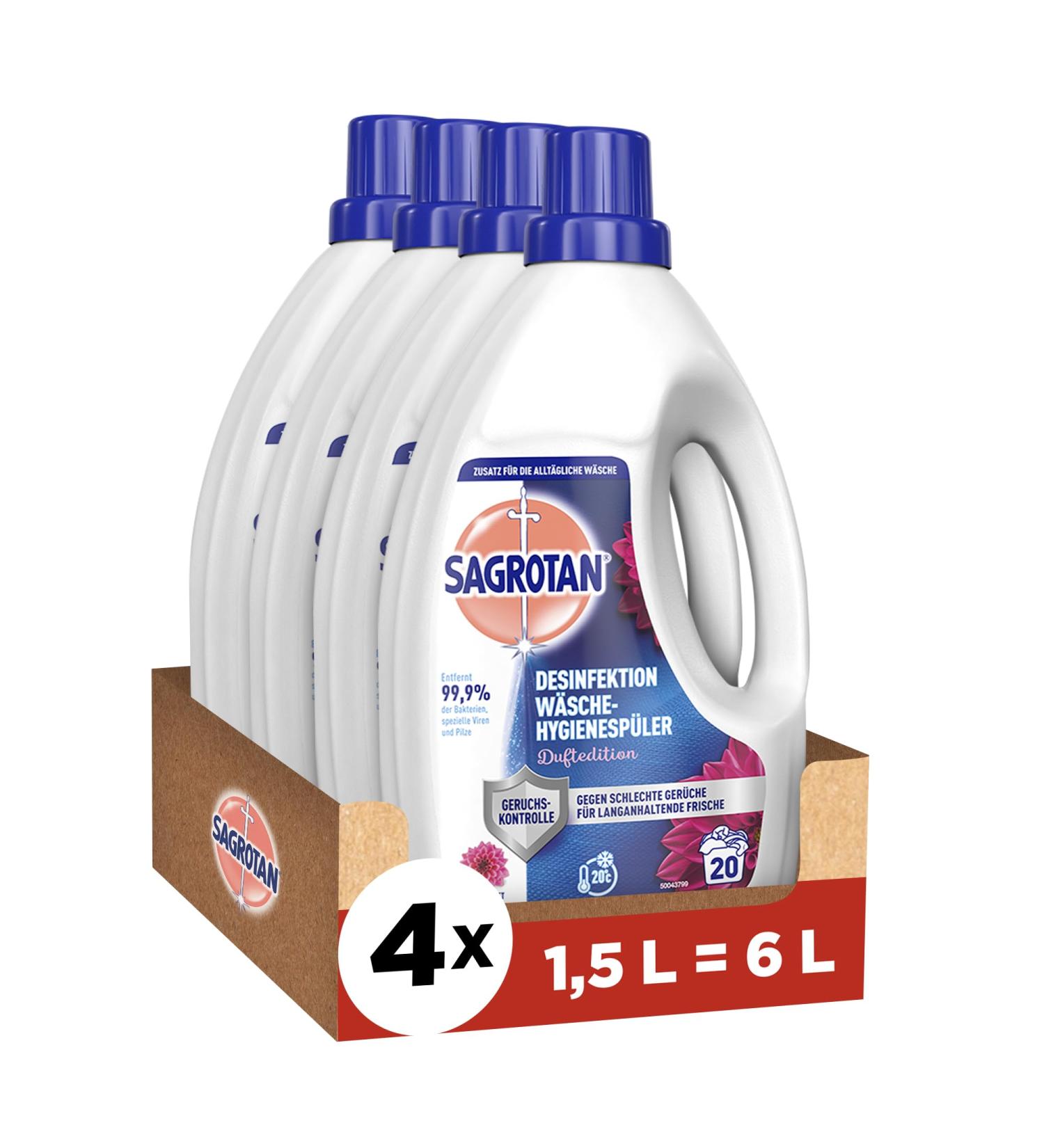 Sagrotan Laundry Hygiene Budding Disinfectant - 4 x 1.5L for Hygienically Clean & Fresh Laundry - International Shipping - Buy Online on GoSupps.com