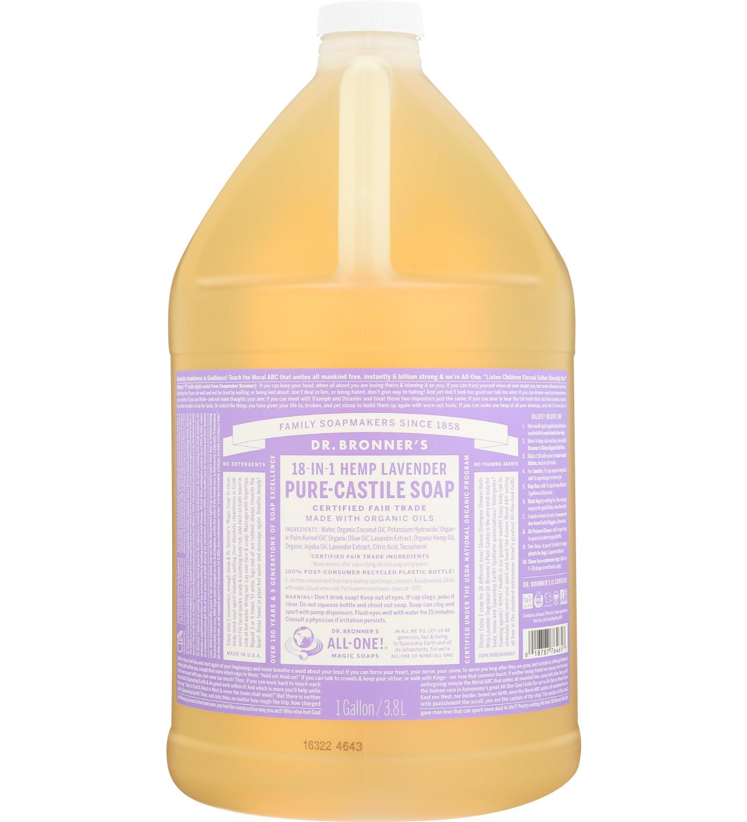 Buy Dr. Bronner's Lavender Castile Liquid Soap 128 oz - Organic & Eco-Friendly - International Shipping Available - Buy Online on GoSupps.com