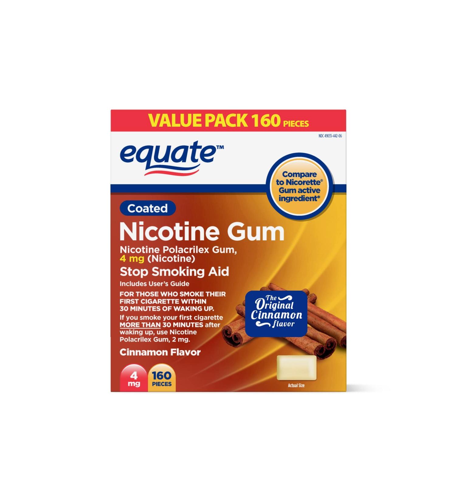 Equate Nicotine Gum 4mg Coated Cinnamon Rush Flavor - 160 Pieces - Buy Online on GoSupps.com