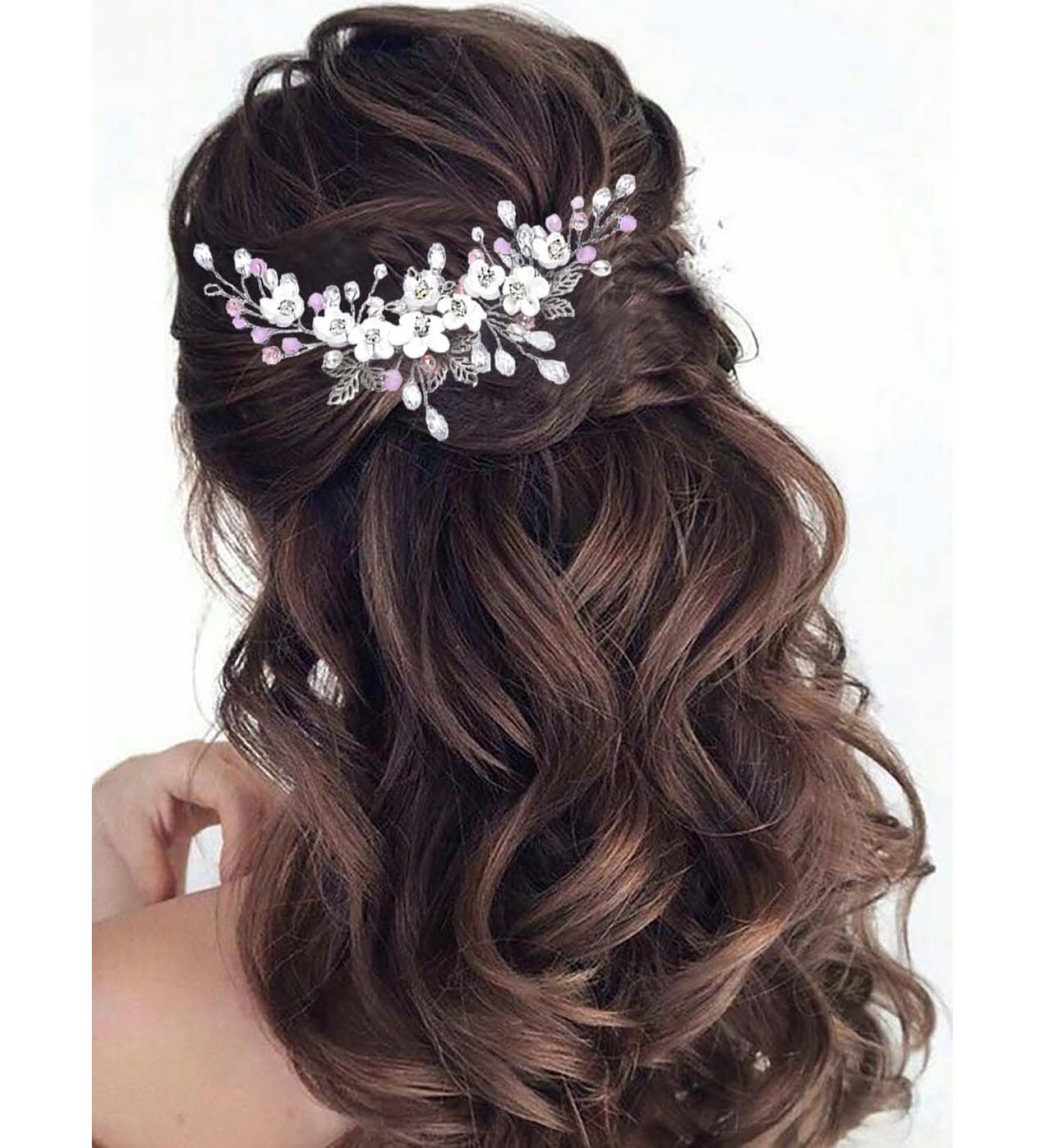 Vatocu Flower Bridal Hair Vine - Crystal Leaf Hair Accessories & Headpiece for Women - Buy Online on GoSupps.com
