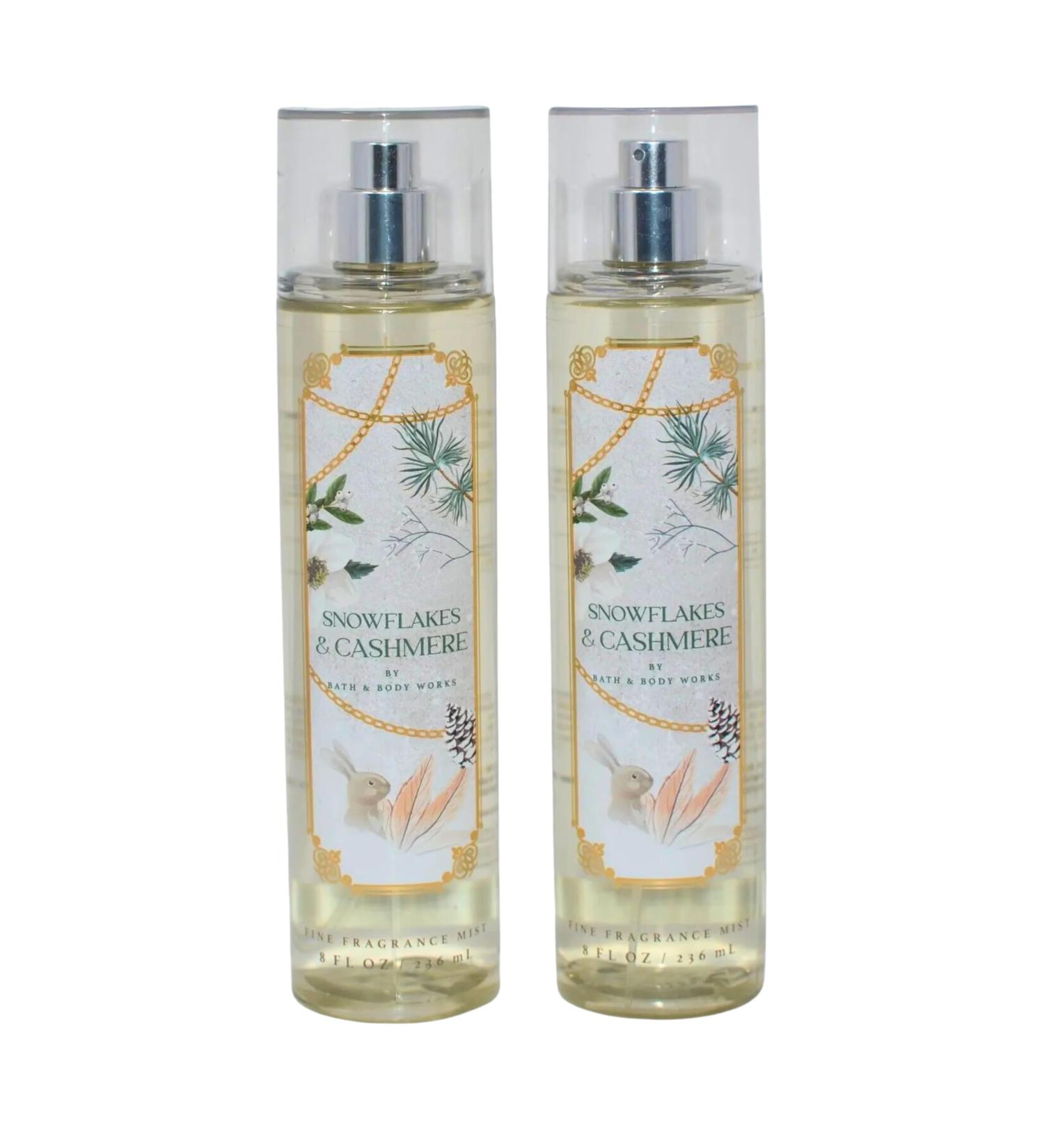 Bath & Body Works Fine Fragrance Mist Set of 2 Bottles 8oz Per Bottle (Snowflakes Cashmere)
