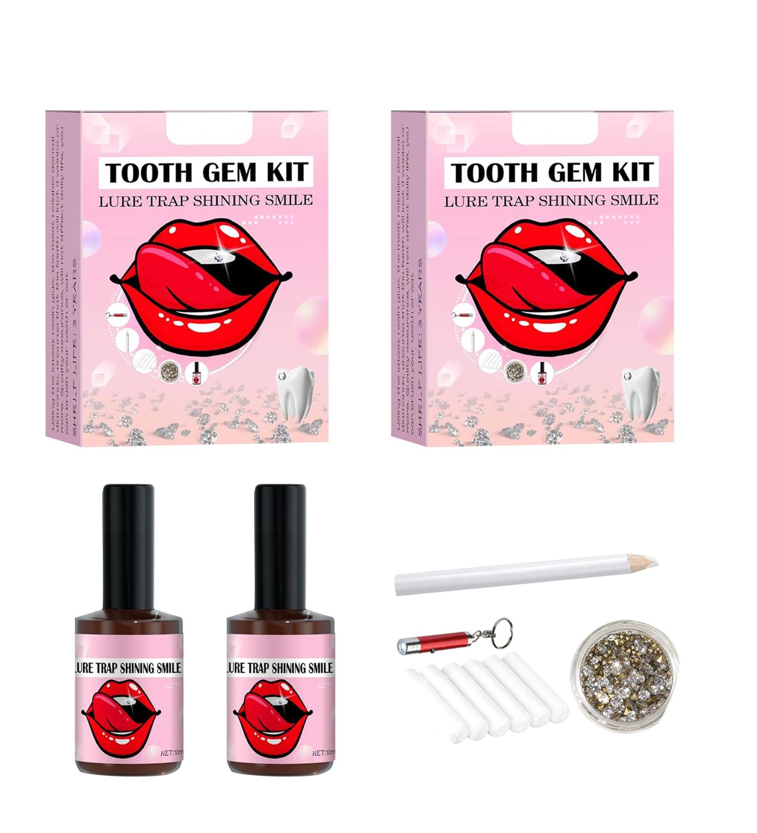 DIY Tooth Gem Kit | Tooth Jewelry Gems | Sparkle Your Smile with Pink Gems (2 Sets) - Shop Now - Buy Online on GoSupps.com