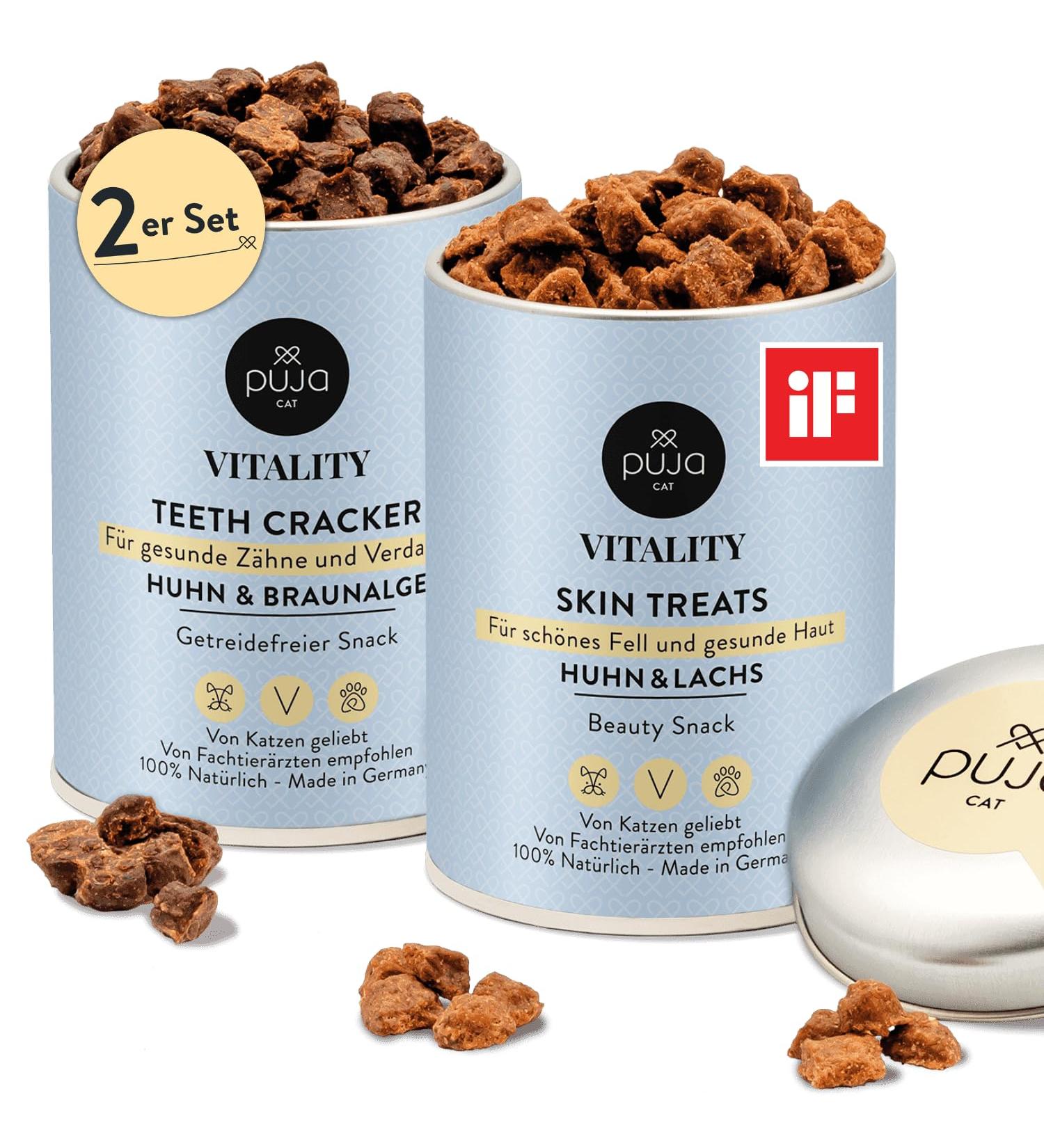 Grain-Free Puja Katzensnack for Cats - Healthy Teeth & Shiny Fur (2x150g) | Vitality Treats for Rewards & Games - Dental & Fur Care - Buy Online on GoSupps.com