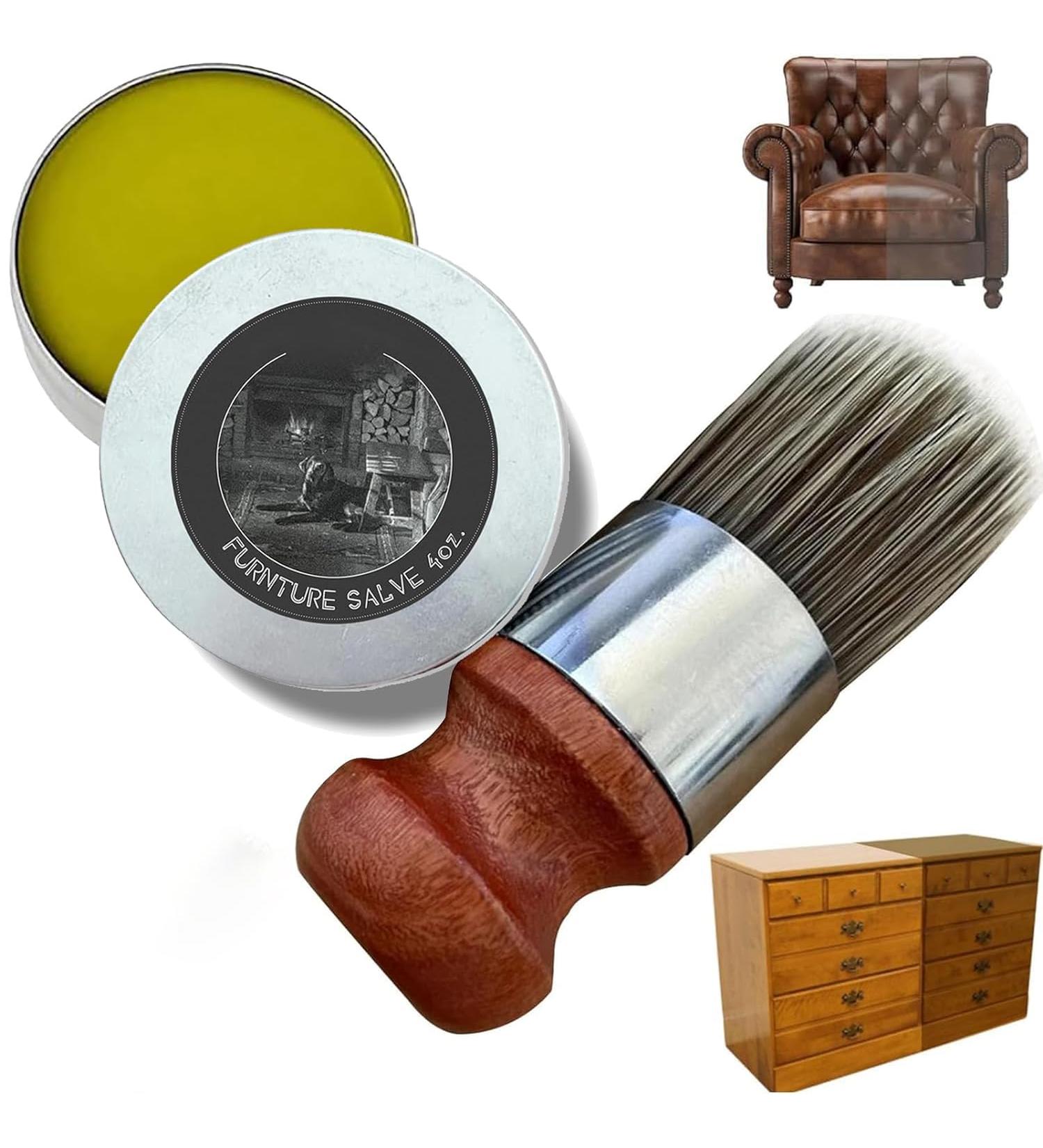 Premium Leather & Furniture Salve - 4oz with Boar Bristle Brush | Protect & Care for Leather & Wood - Buy Online on GoSupps.com
