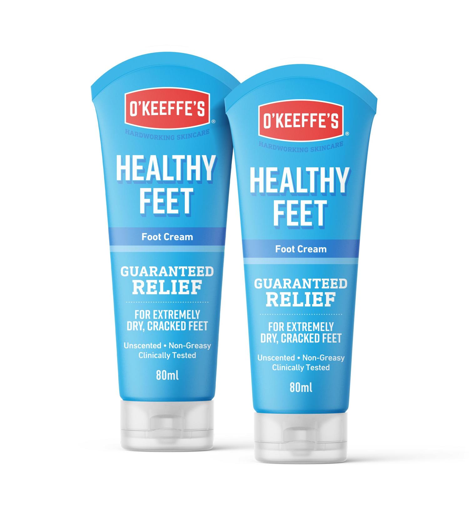 O'Keeffe's Healthy Feet Extremely Dry Cracked Foot Cream 60ml - 2 Pack - Instantly Increases Moisture Levels Creates a Protective Layer and Prevents Moisture Loss - Buy Online on GoSupps.com