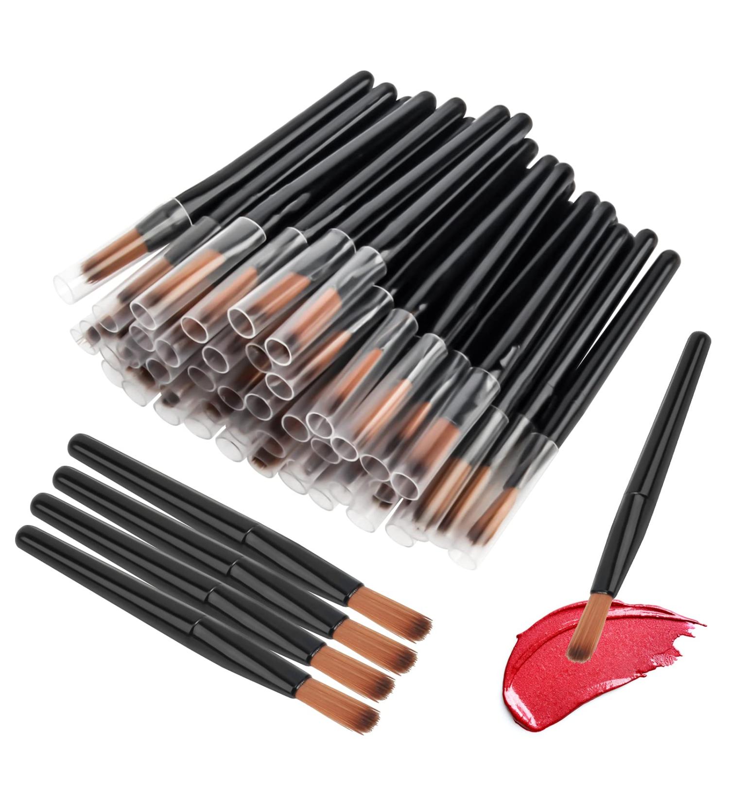 Hanmir 50Pcs Disposable Lip Brushes - Black Lipstick Gloss Wands Applicators - Buy Online on GoSupps.com