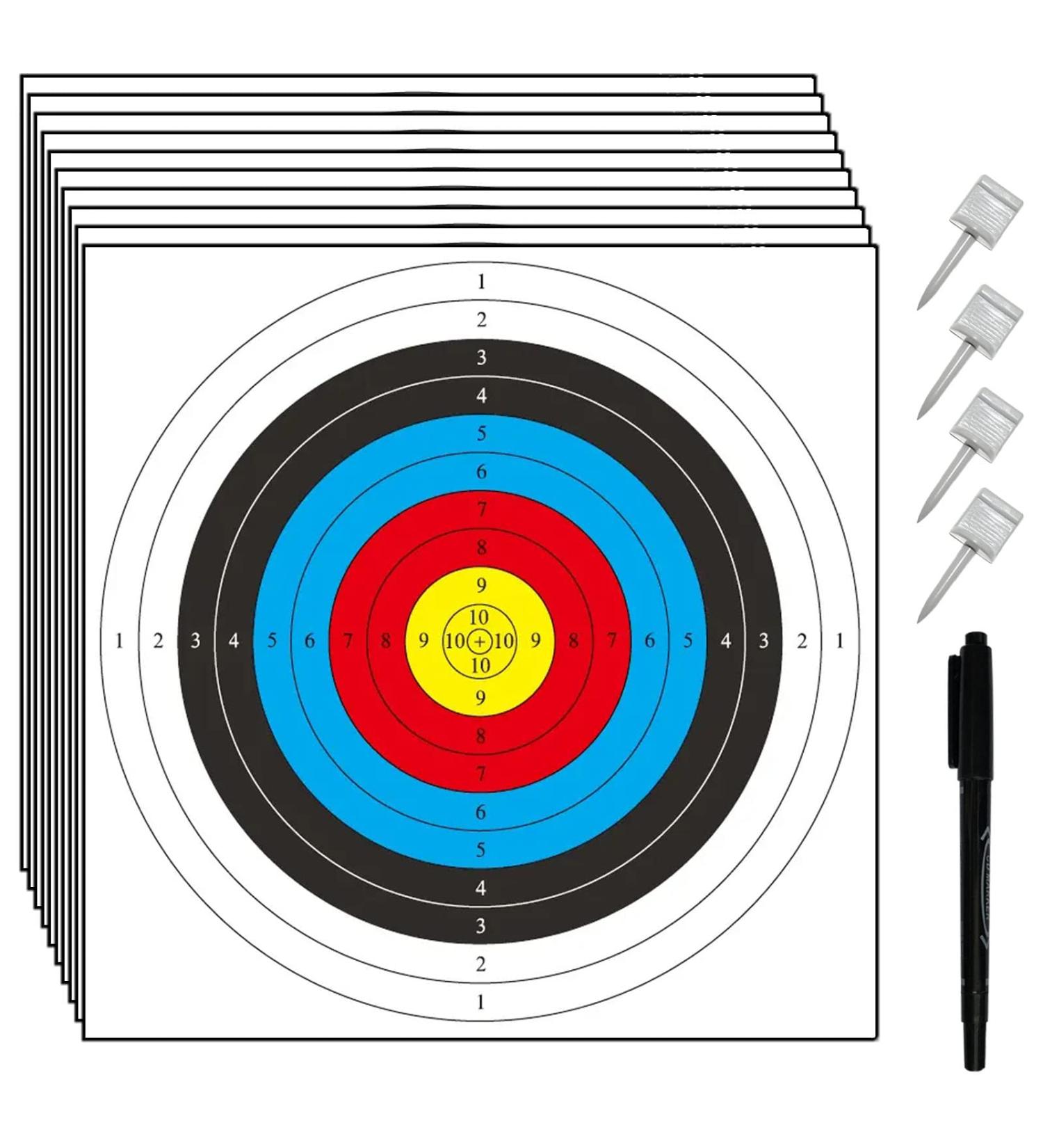 Archery Targets Paper - 30pcs Standard 10 Rings 16x16 in - Backyard Bow Arrow Targets for Hunting & Practice Accessories - Buy Online on GoSupps.com