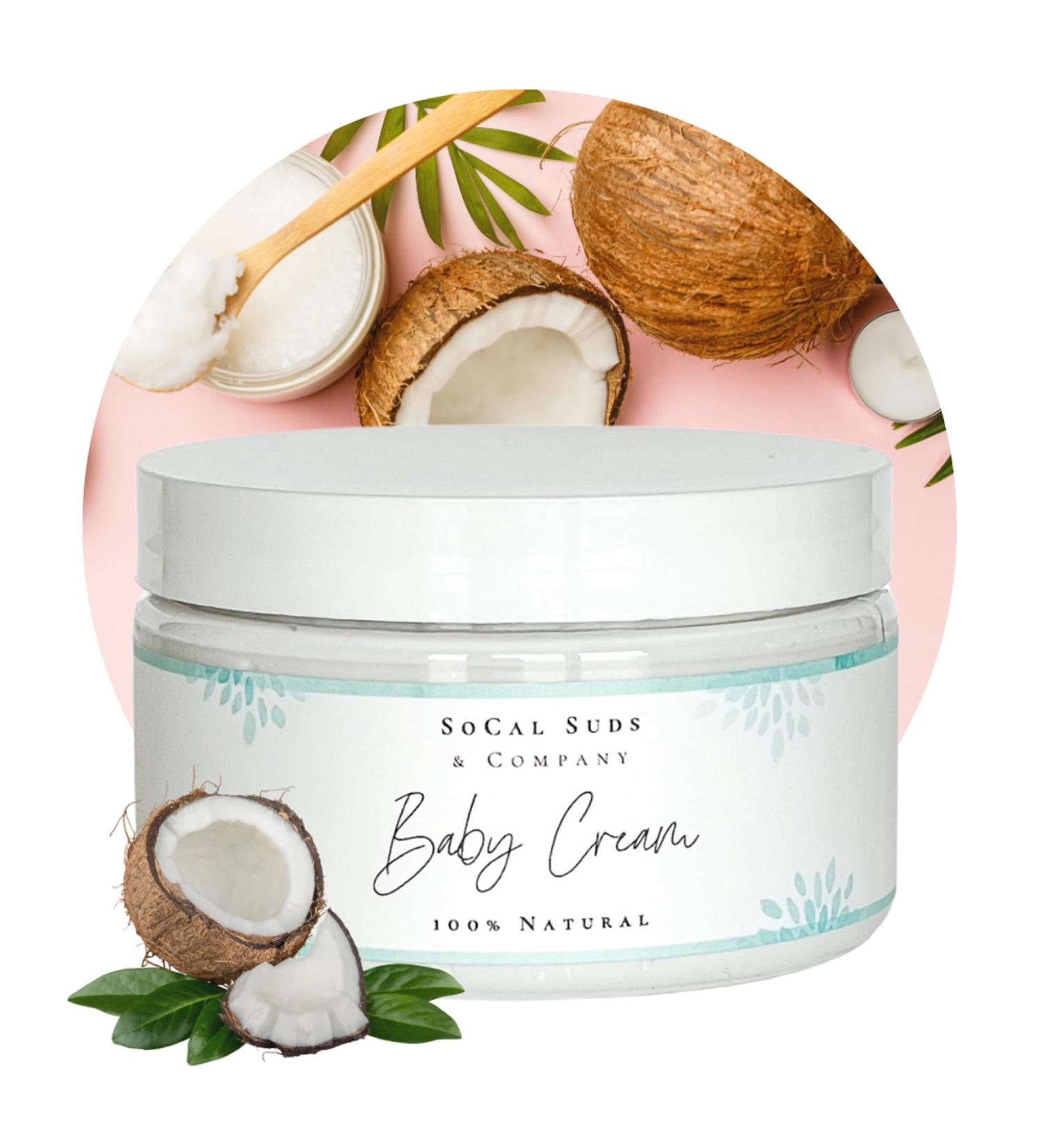 SoCal Suds & Company Natural & Organic Baby Cream | Gentle Moisturizer for Sensitive Skin | Aloe & Coconut Nourishing Hydration | Unscented 4oz - Buy Online on GoSupps.com