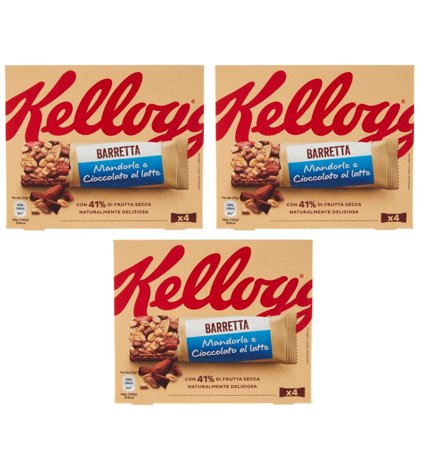 Kellogg's Barretta Almond and Milk Chocolate Chocolate bar (4 x 32 g) 128 g with 41% nuts - Buy Online on GoSupps.com
