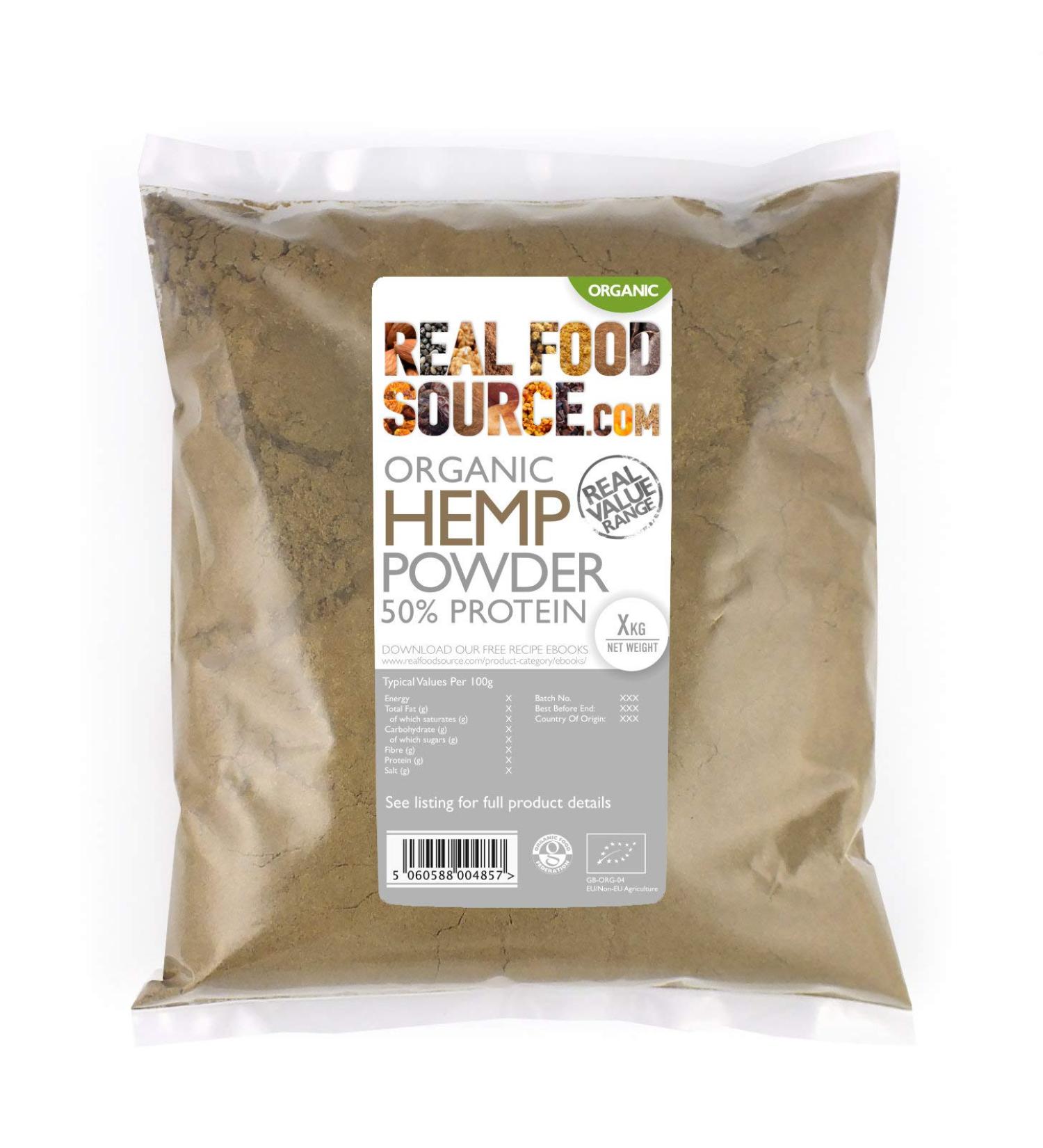 RealFoodSource Certified Organic Hemp Protein Powder 50% Protein 1kg